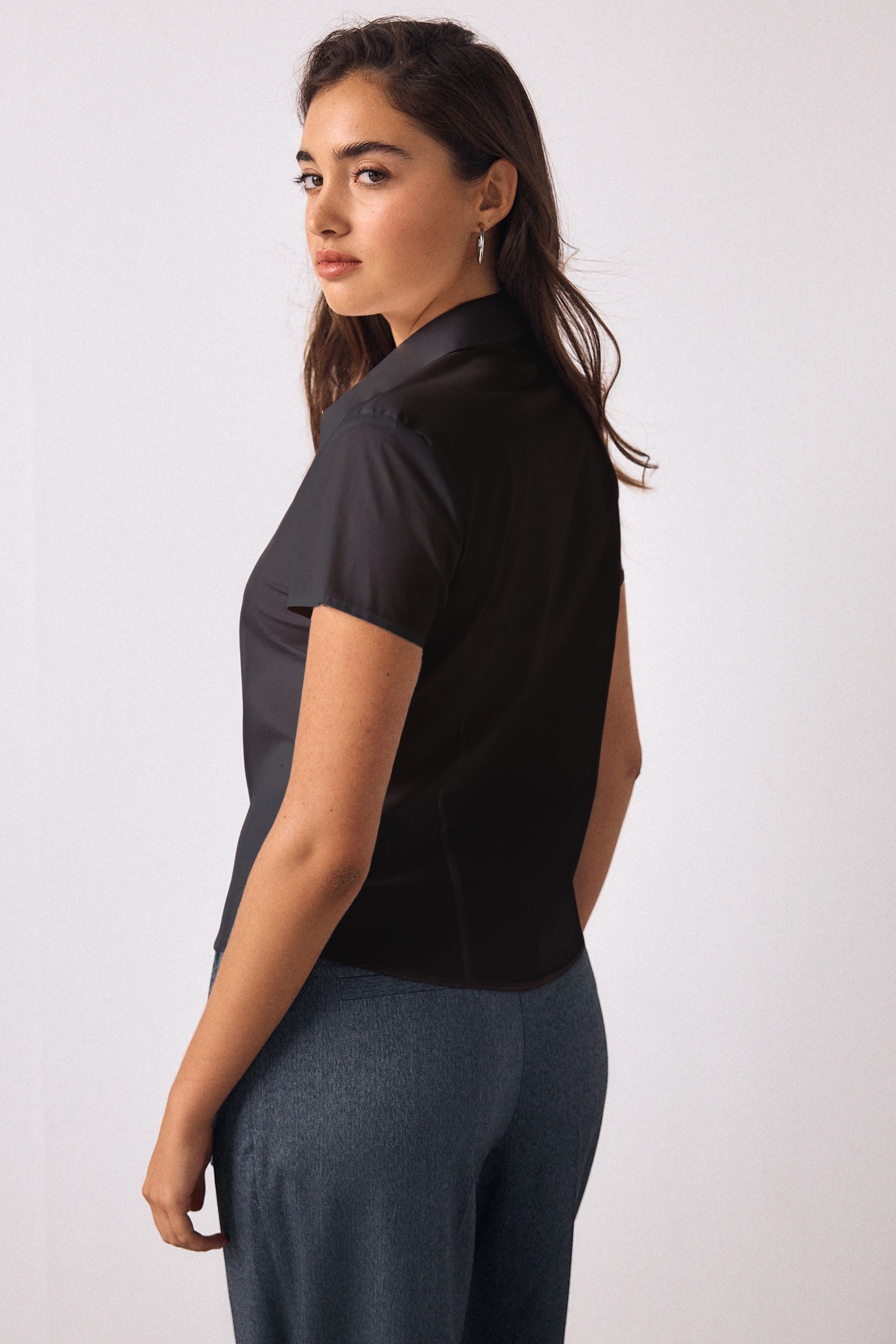 Next Hemdbluse Körpernahes Essential Kurzarmshirt mit Stretch (1-tlg) günstig online kaufen
