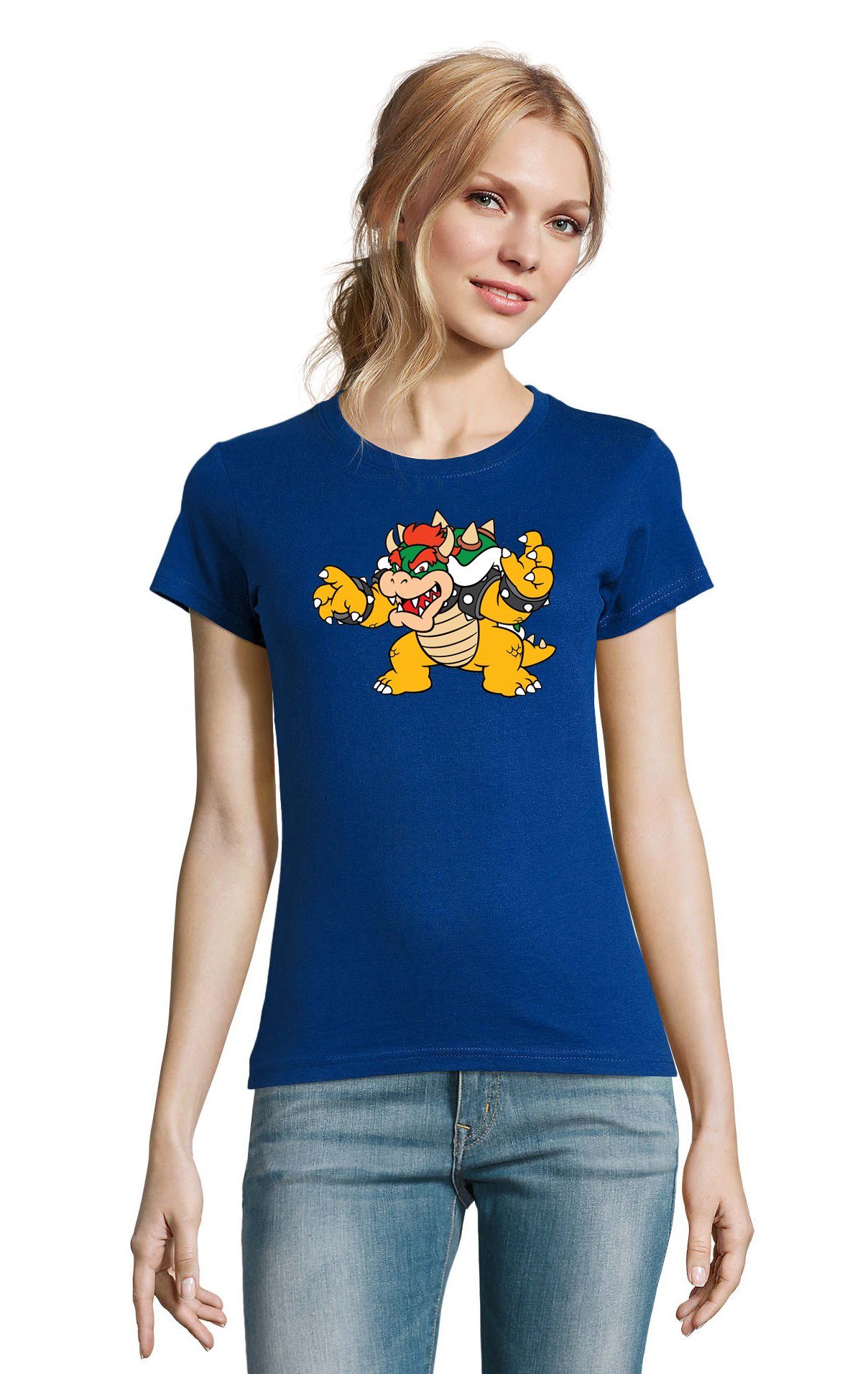 Blondie & Brownie T-Shirt Damen Bowser Nintendo Mario Yoshi Luigi Game Gamer Gaming Konsole Blau