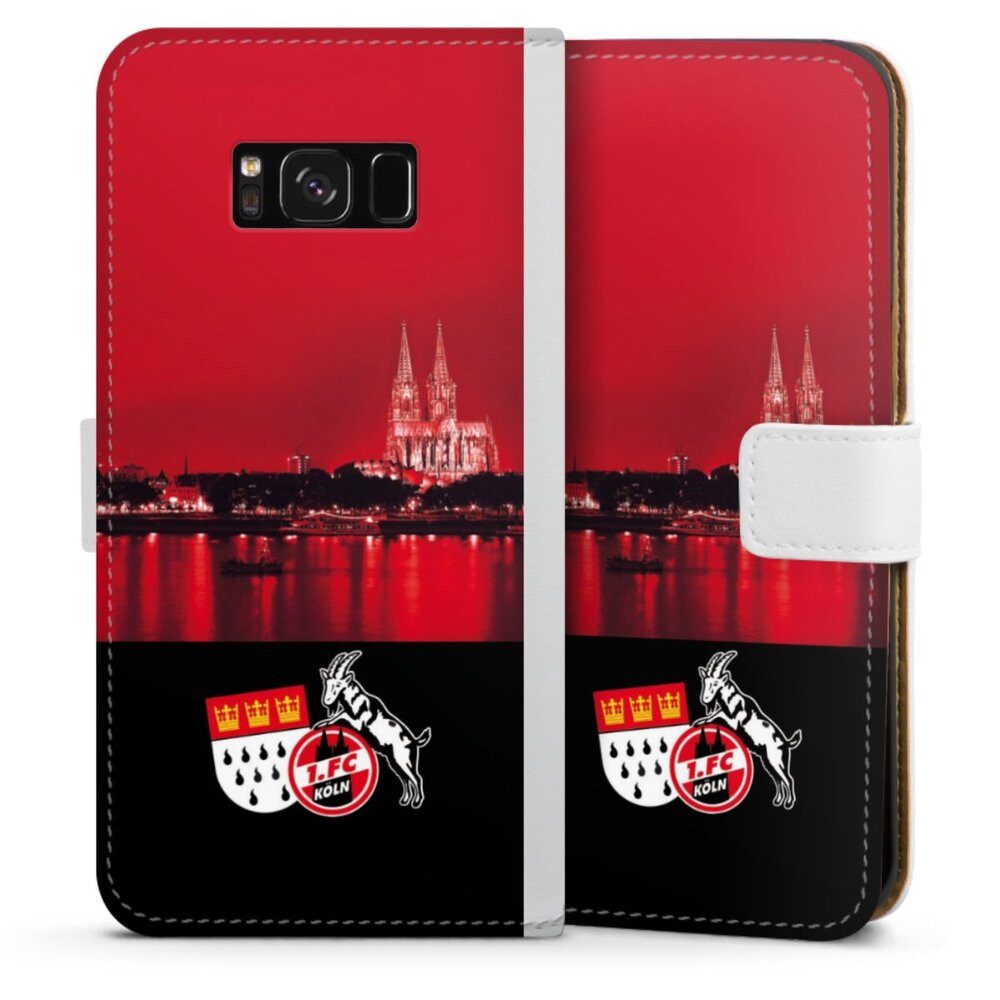 DeinDesign Handyhülle Skyline 1. FC Köln Offizielles Lizenzprodukt Skyline Köln Rot, Samsung Galaxy S8 Plus Hülle Handy Flip Case Wallet Cover