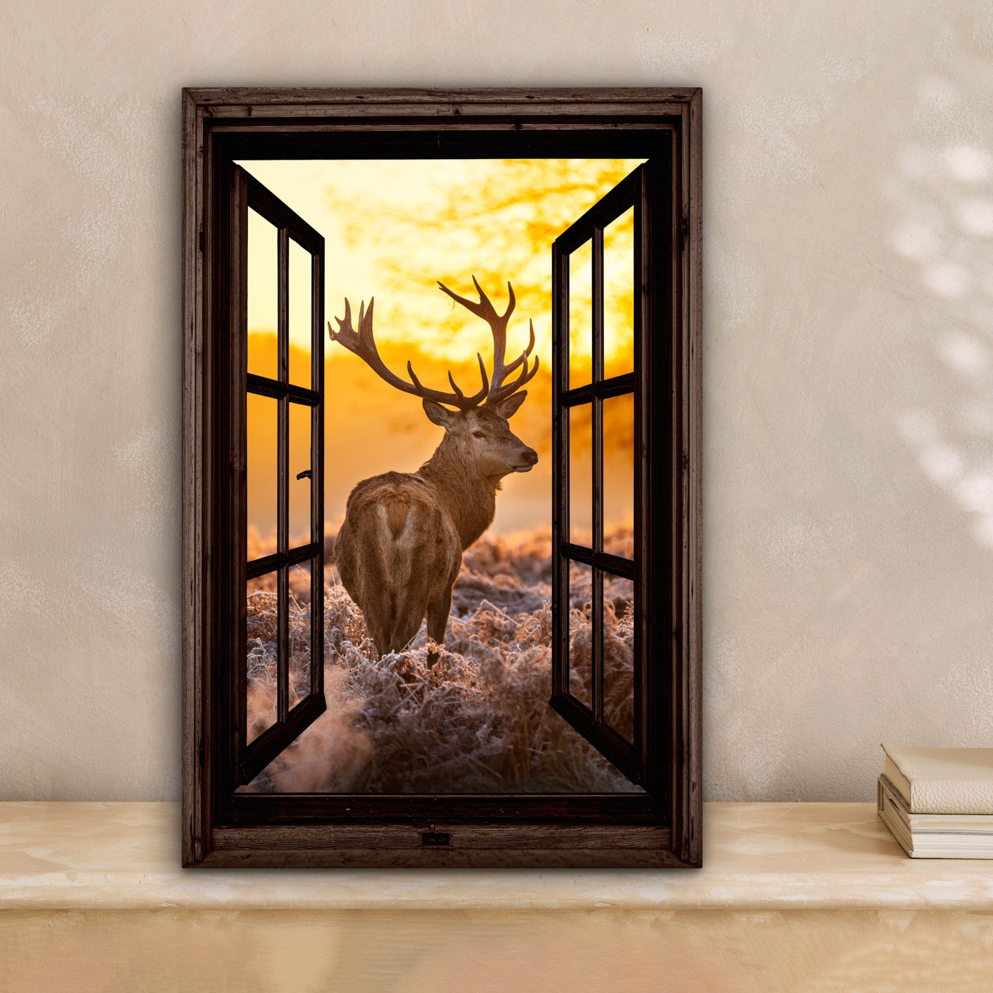OneMillionCanvasses® Leinwandbild Hirsche - Herbst - günstig online kaufen