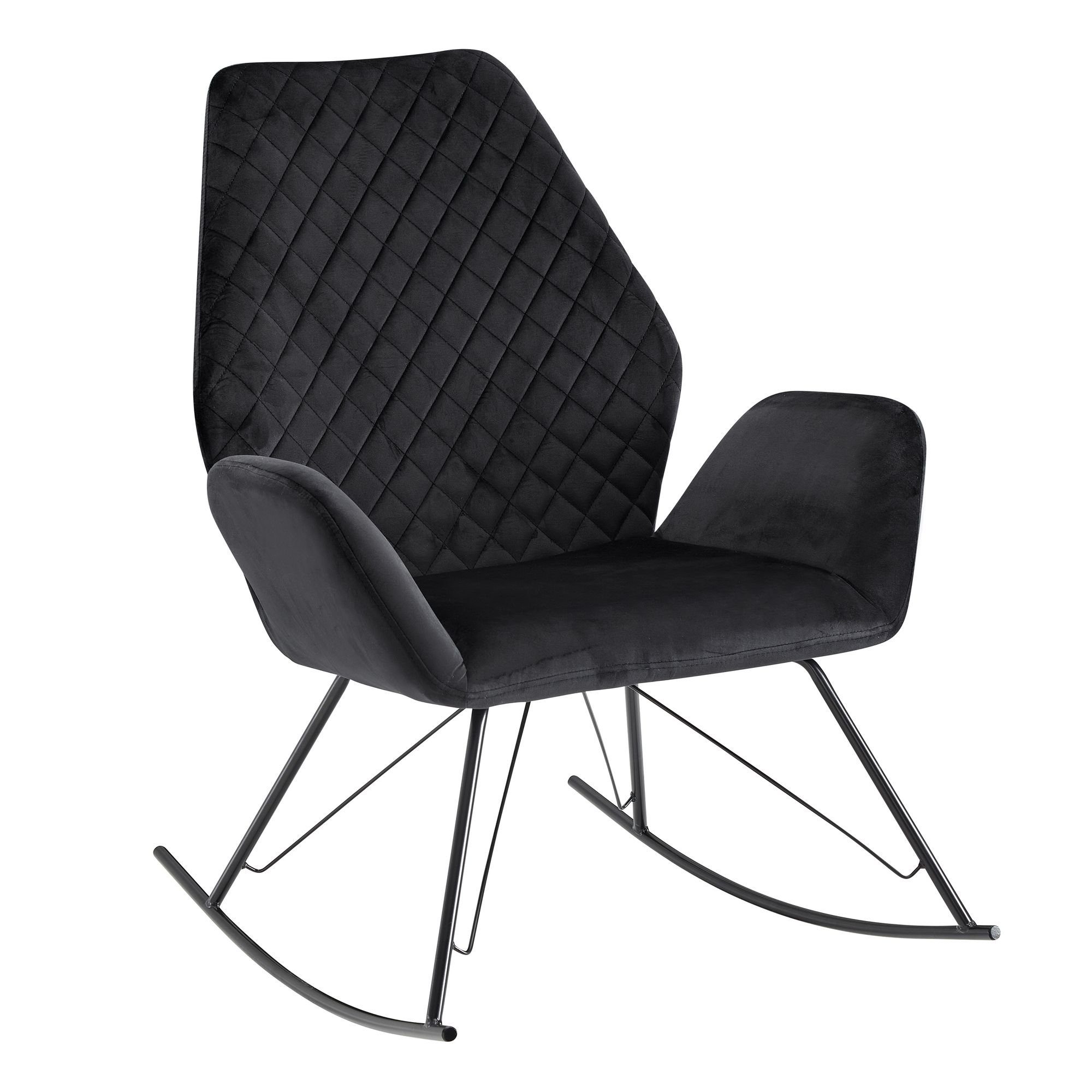 möbelando Schaukelsessel Schaukelstuhl Schwarz 73x94x84 cm Design