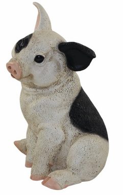 Castagna Tierfigur Figur Schwein Ferkel sitzend nach unten schauend gefleckt Kollektion Castagna aus Resin H 22 cm