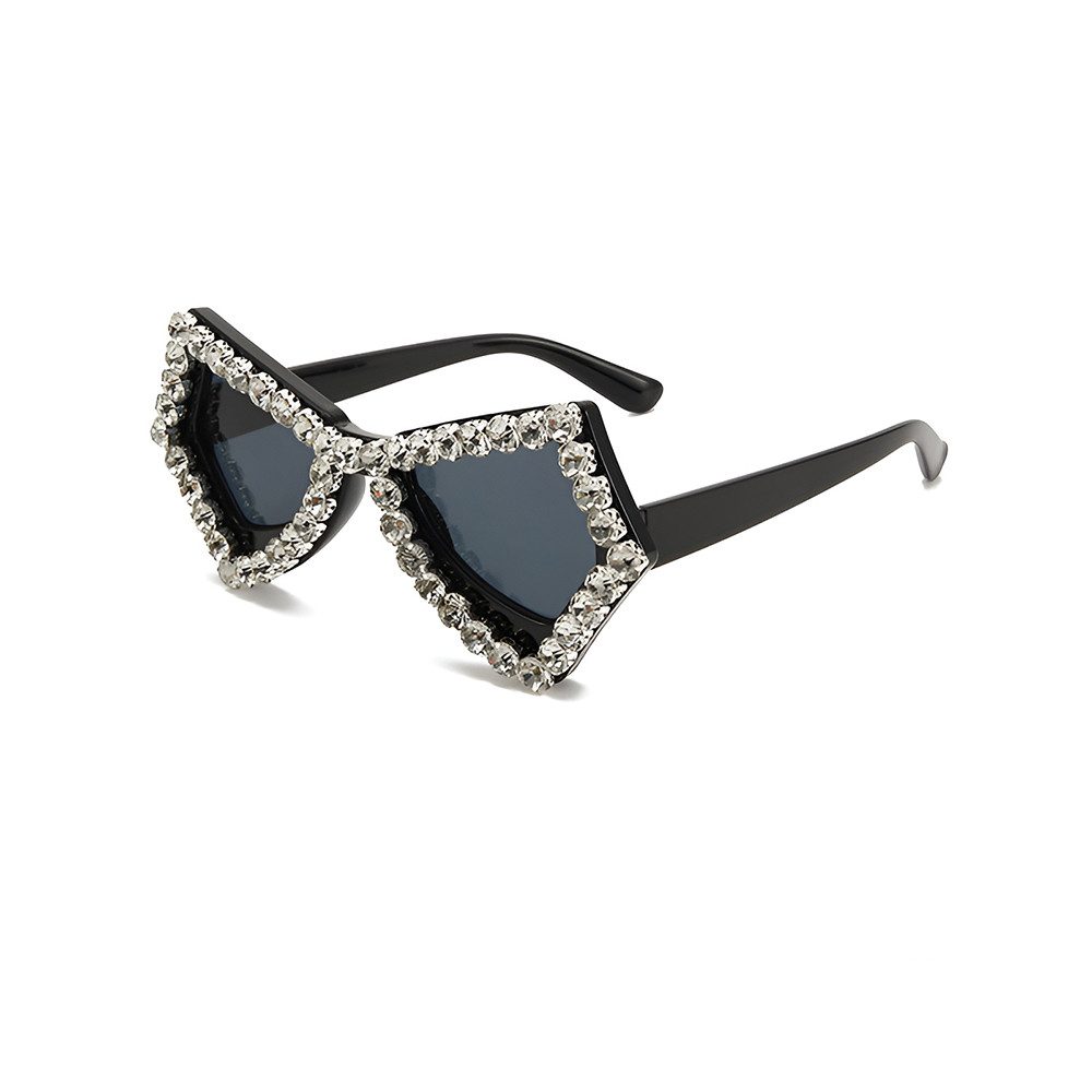 PACIEA Sonnenbrille Damen Faschingsbrille Glitzerrand Breite Bügel UV Schutz