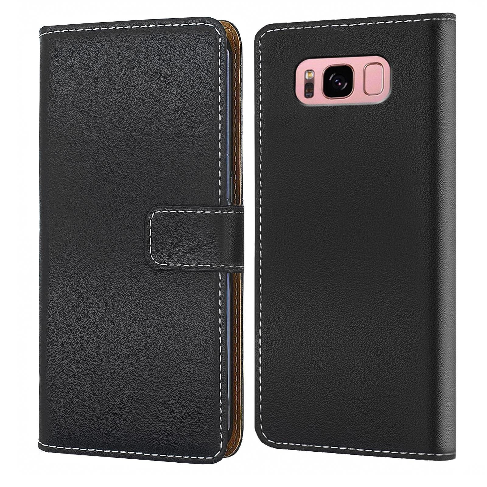 Numerva Handyhülle Bookstyle Etui Handytasche Schutzhülle für Samsung Galaxy S8 / S8 Plus, Klapphülle Flip Cover Schwarz