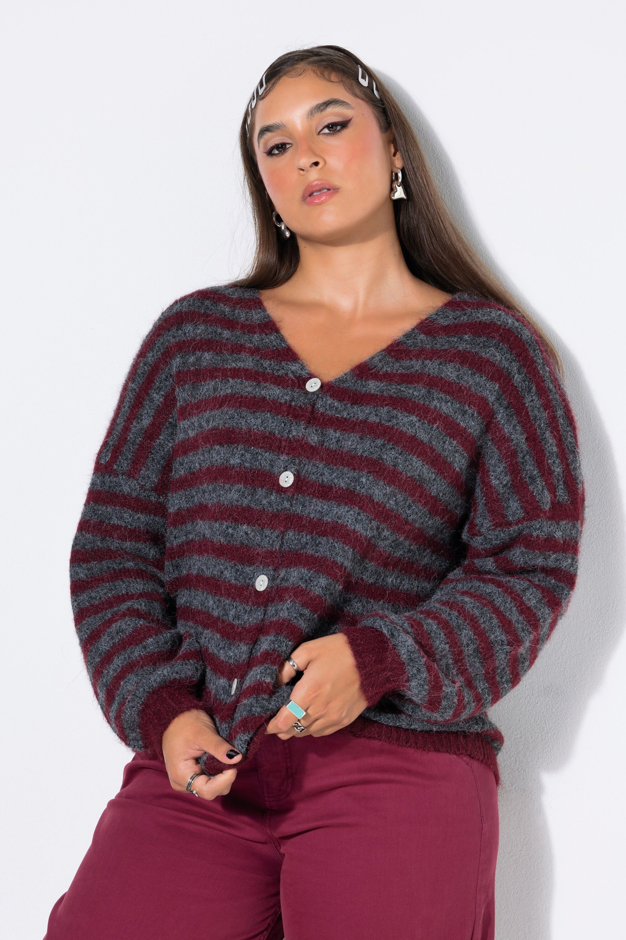 Studio Untold Strickjacke Strickjacke oversized Ringel Langarm