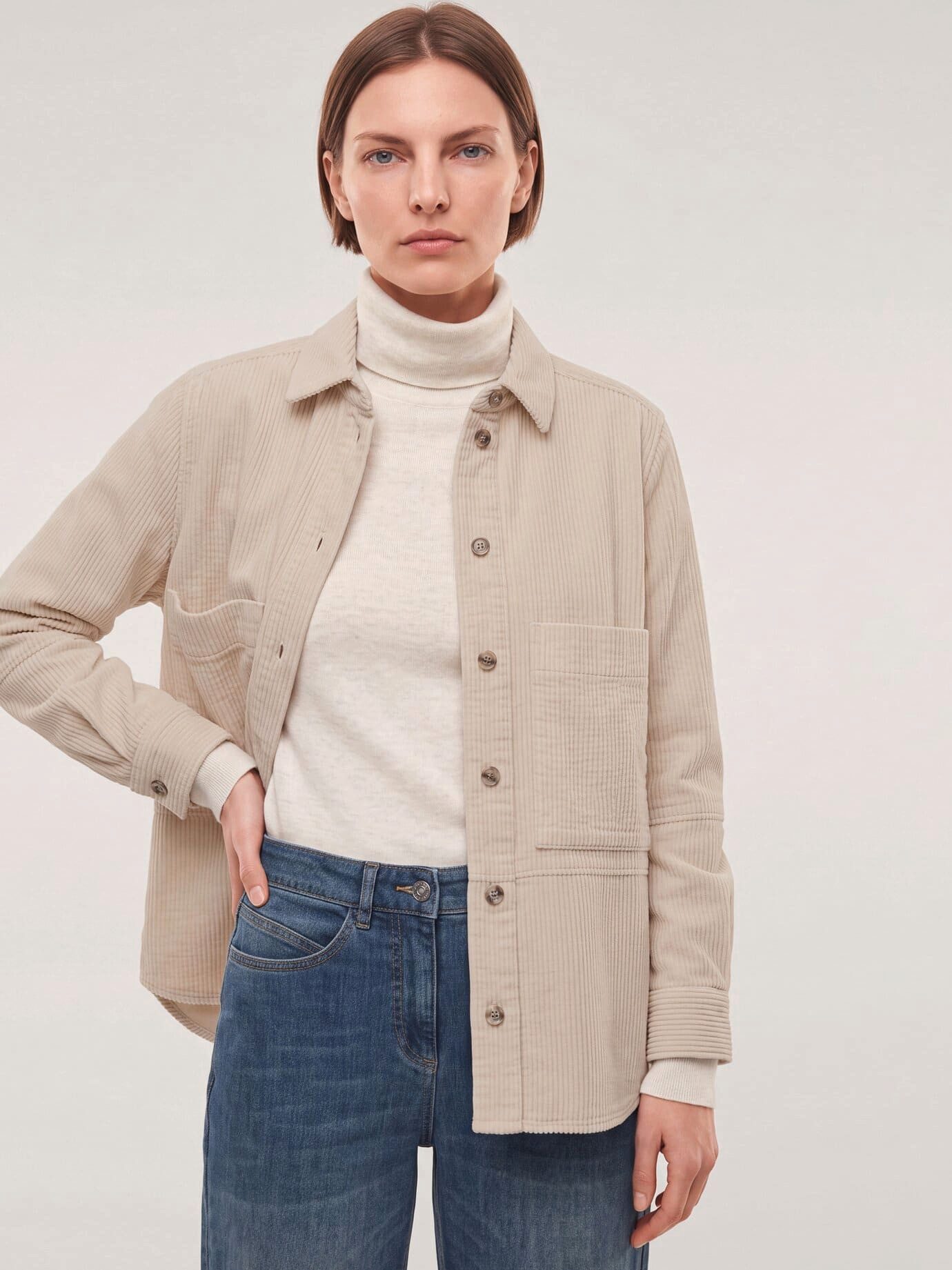 Walbusch Blusenjacke Damen Blusenjacke aus Strukturcord Blusenkragen Langarm, modern, pflegeleicht, atmungsaktiv, wärmend