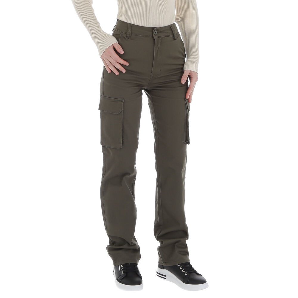 Ital-Design Cargohose Damen Freizeit (86746052) Stretch Stoffhose in Khaki