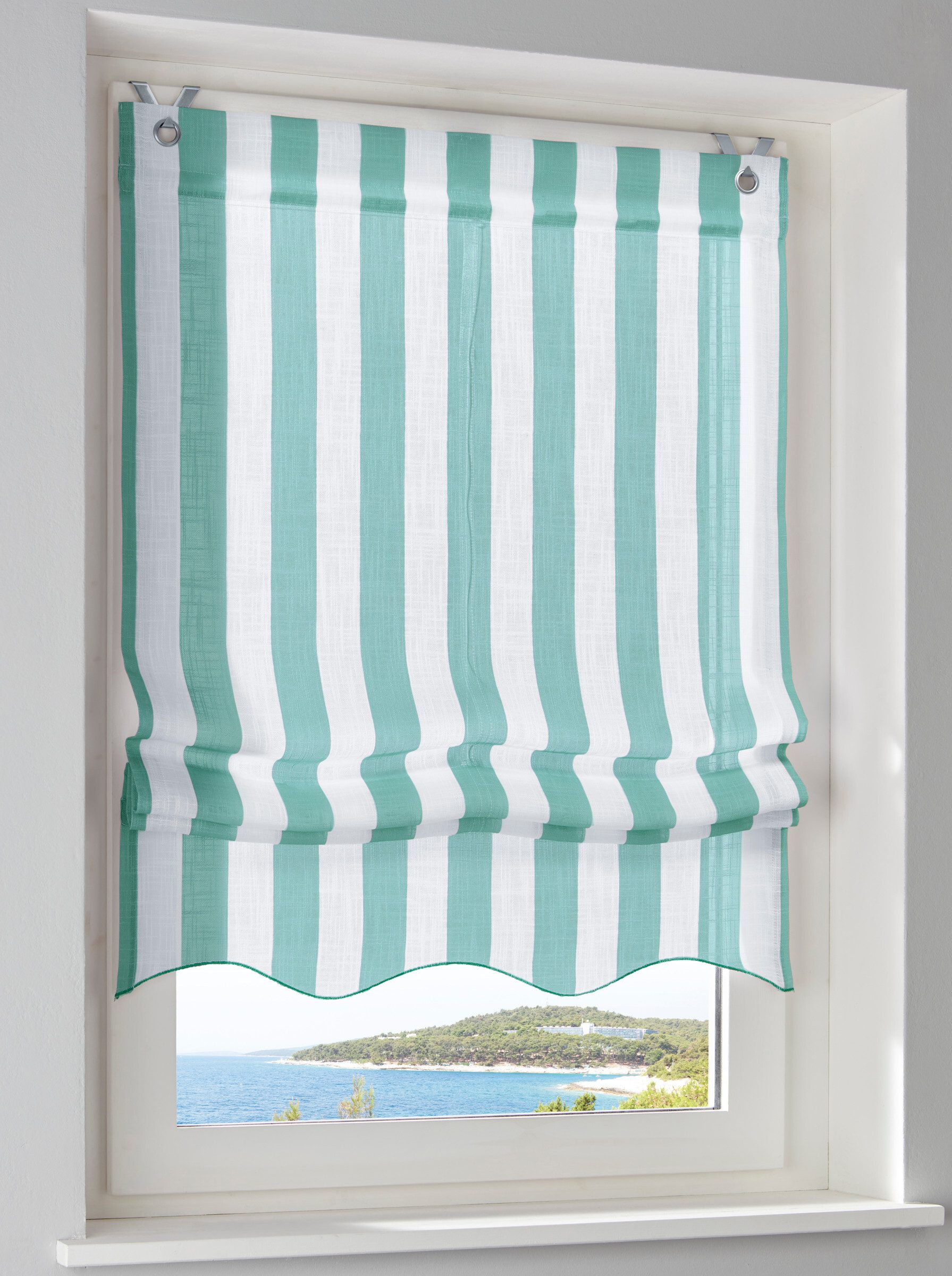 Rollo Raffrollo, heine, halbtransparent, Ösen mit Fensterhaken günstig online kaufen