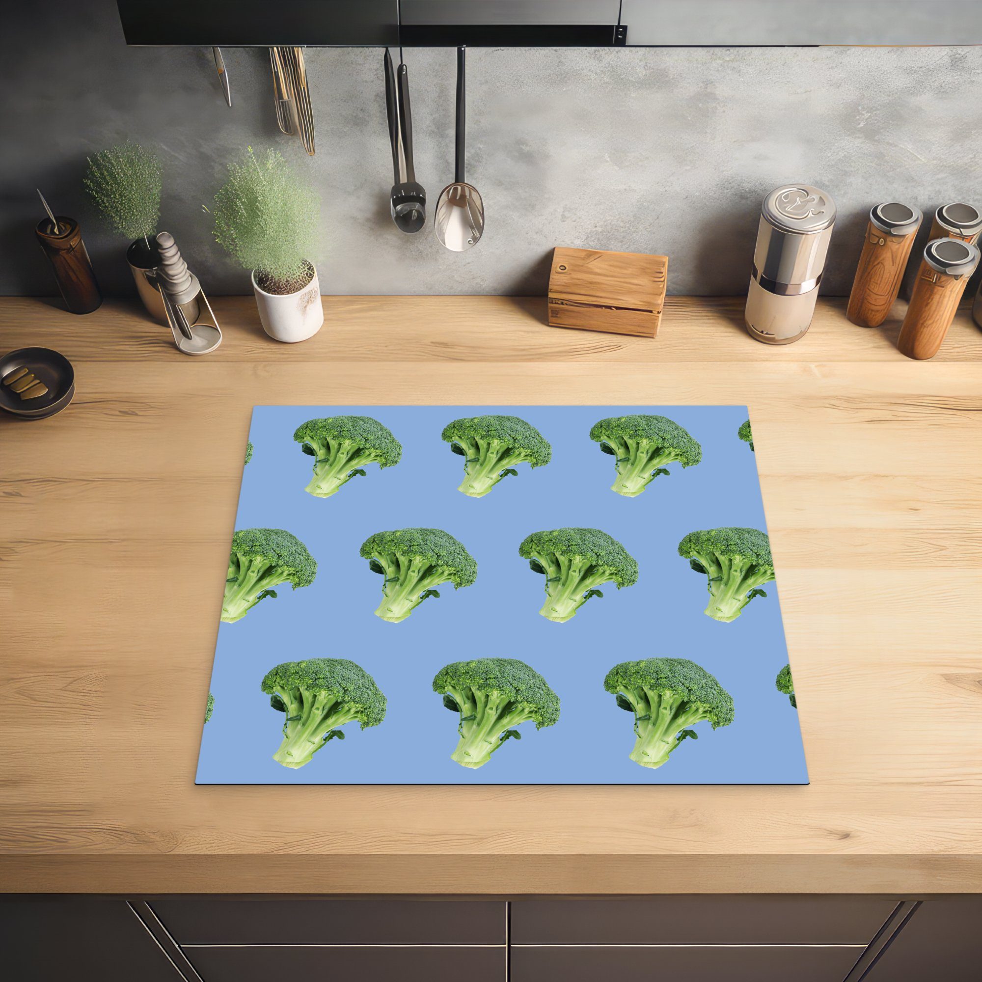 MuchoWow Herdblende-/Abdeckplatte Gemüse - Brokkoli cm, küche, Ceranfeldabdeckung Muster, tlg), Vinyl, für (1 - die 59x52 Induktionsmatte