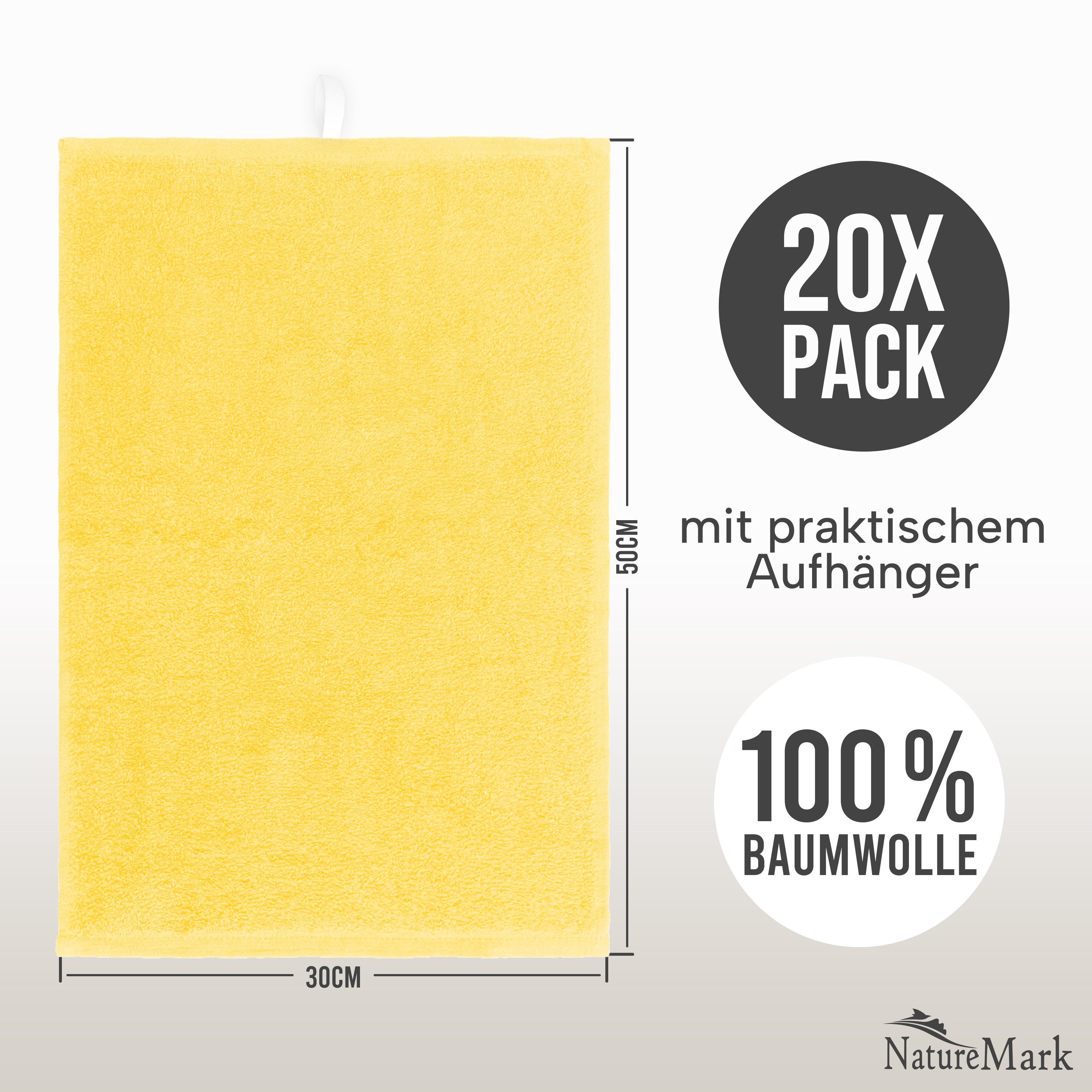 NatureMark Gästehandtuch 20er-Sparpack Frottier Gästetücher 30x50cm, 100% Baumwolle (20-St), Gästehandtuch 30x50cm Gelb