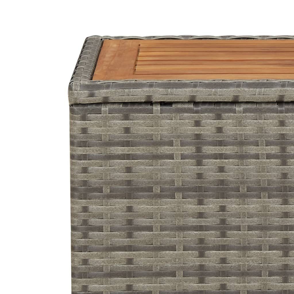 Holzplatte Grau Rattan vidaXL & Poly (1-St) | Akazienholz Grau Beistelltisch Grau Gartentisch mit