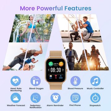 TAOPON Smartwatch (1,83 Zoll, Android, iOS), mit Telefonfunktion SpO2 Pulsuhr Schlafmonitor Wasserdichte Sportmodi
