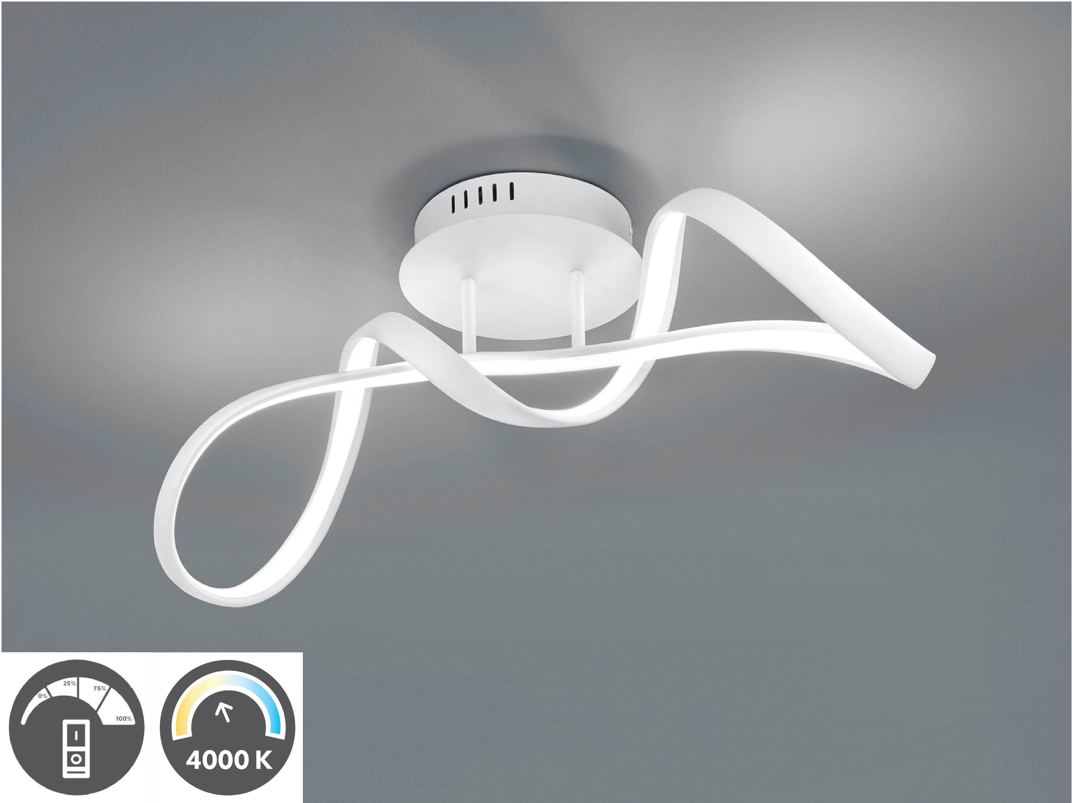 Reality Leuchten LED Deckenleuchte Perugia, Dimmfunktion, mehrere Helligkeitsstufen, LED fest integriert, Neutralweiß, Dekorative Deckenlampe, dimmbar, neutralweiß 4000K, 3400 Lumen 28W