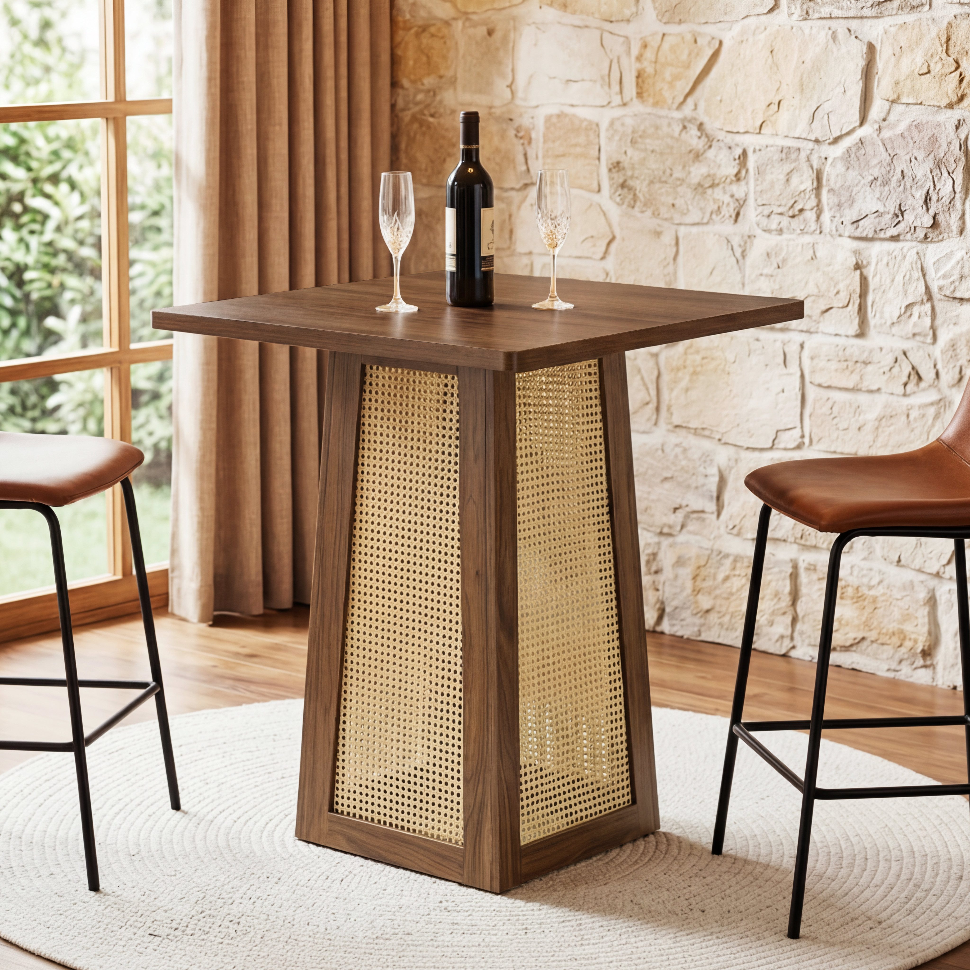 Tribesigns Bartisch 95 cm hoher quadratischer Stehtisch mit Sockel, Bistrotisch mit Sockel