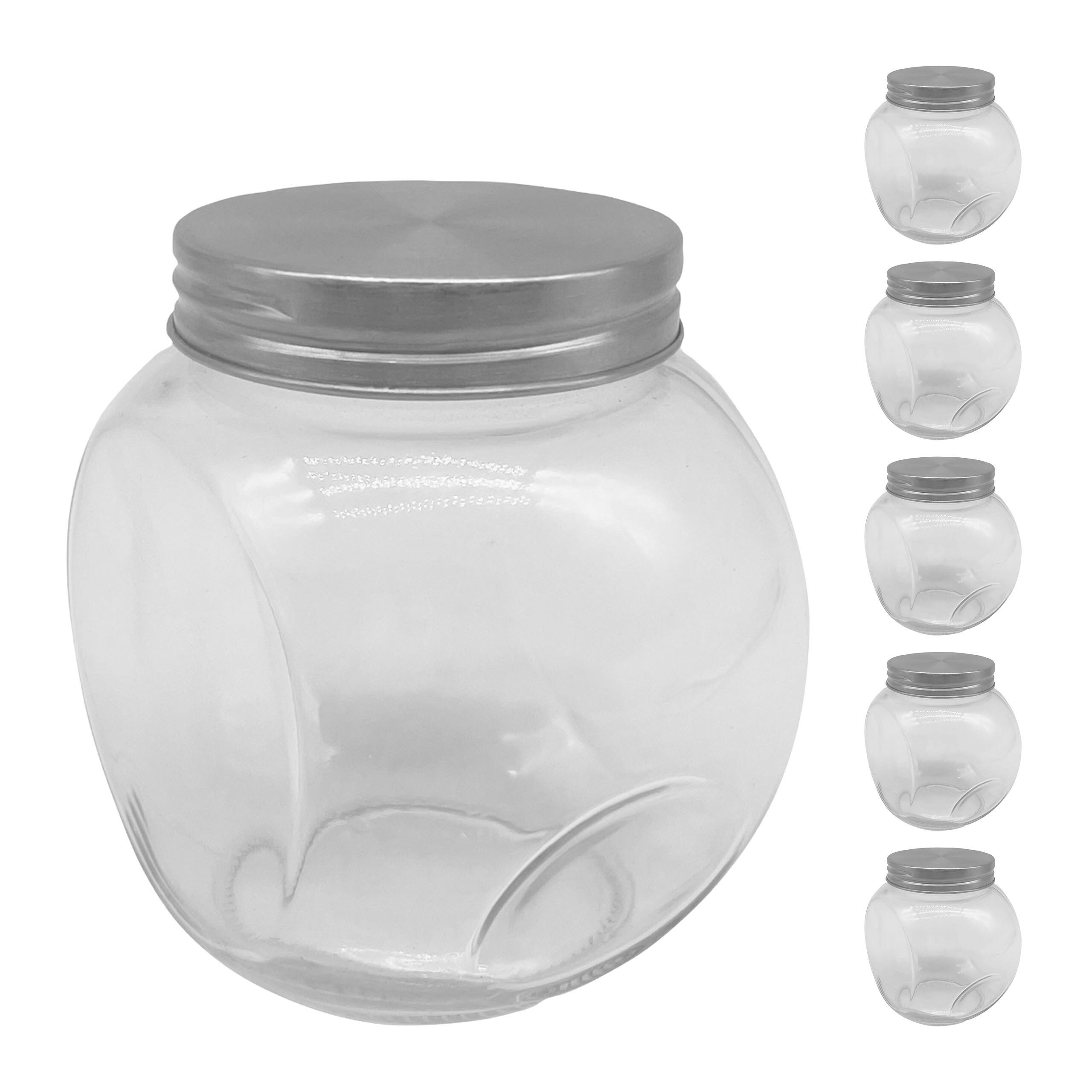 relaxdays Vorratsglas Bonbonglas 6er Set 480 ml, Glas, (6er Set)