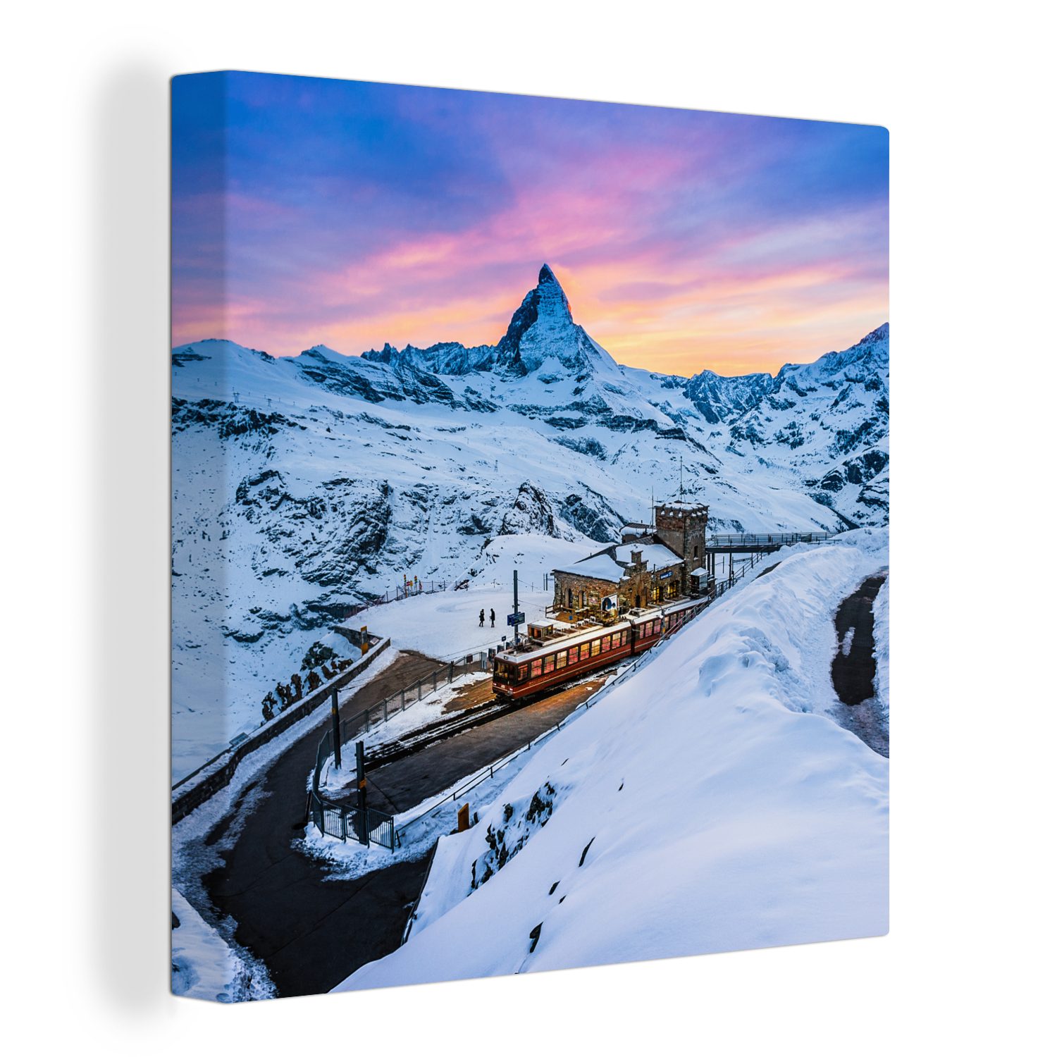 Matterhorn Wohnzimmer am Gornergratbahn, Bilder bei Leinwandbild OneMillionCanvasses® Schweizer (1 Schlafzimmer der Leinwand St), Dämmerung für