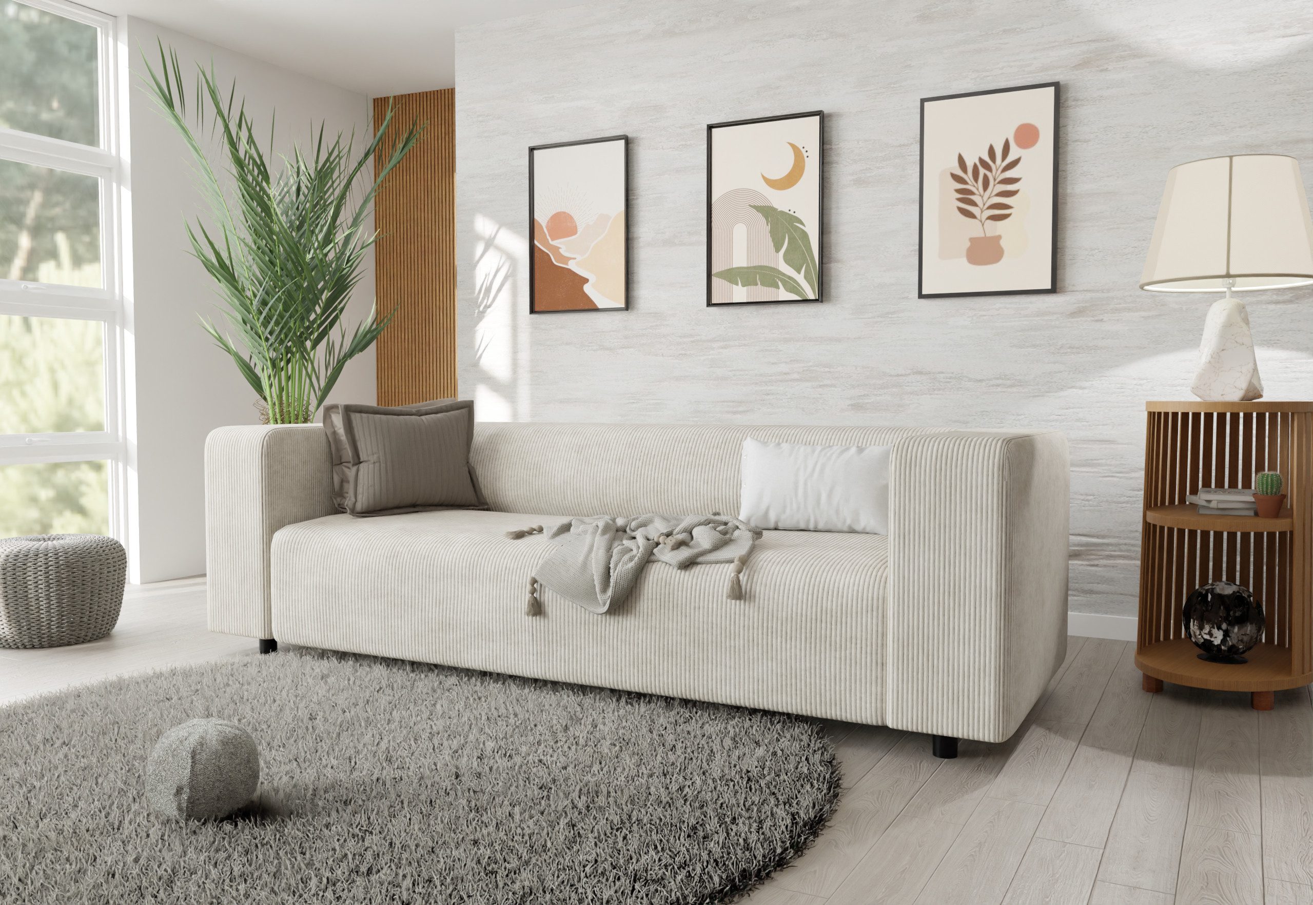 S-Style Möbel Polstergarnitur 3+2 Gustav aus Cord-Stoff mit bequemem Sitz, (1x 3-Sitzer-Sofa, 1x 2-Sitzer-Sofa) – Bild 3 von 5