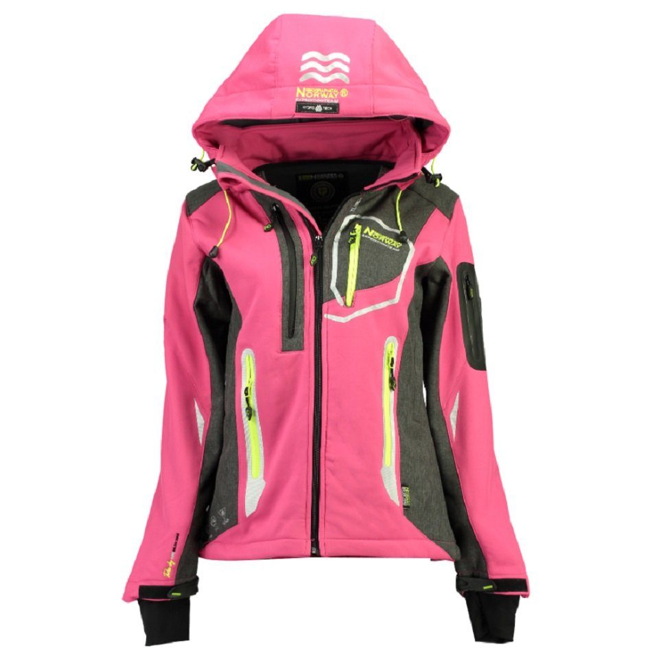 Geographical Norway Softshelljacke TAHITI Stehkragen Pink Frauen, Kapuze, Für Mit abnehmbarer Mit