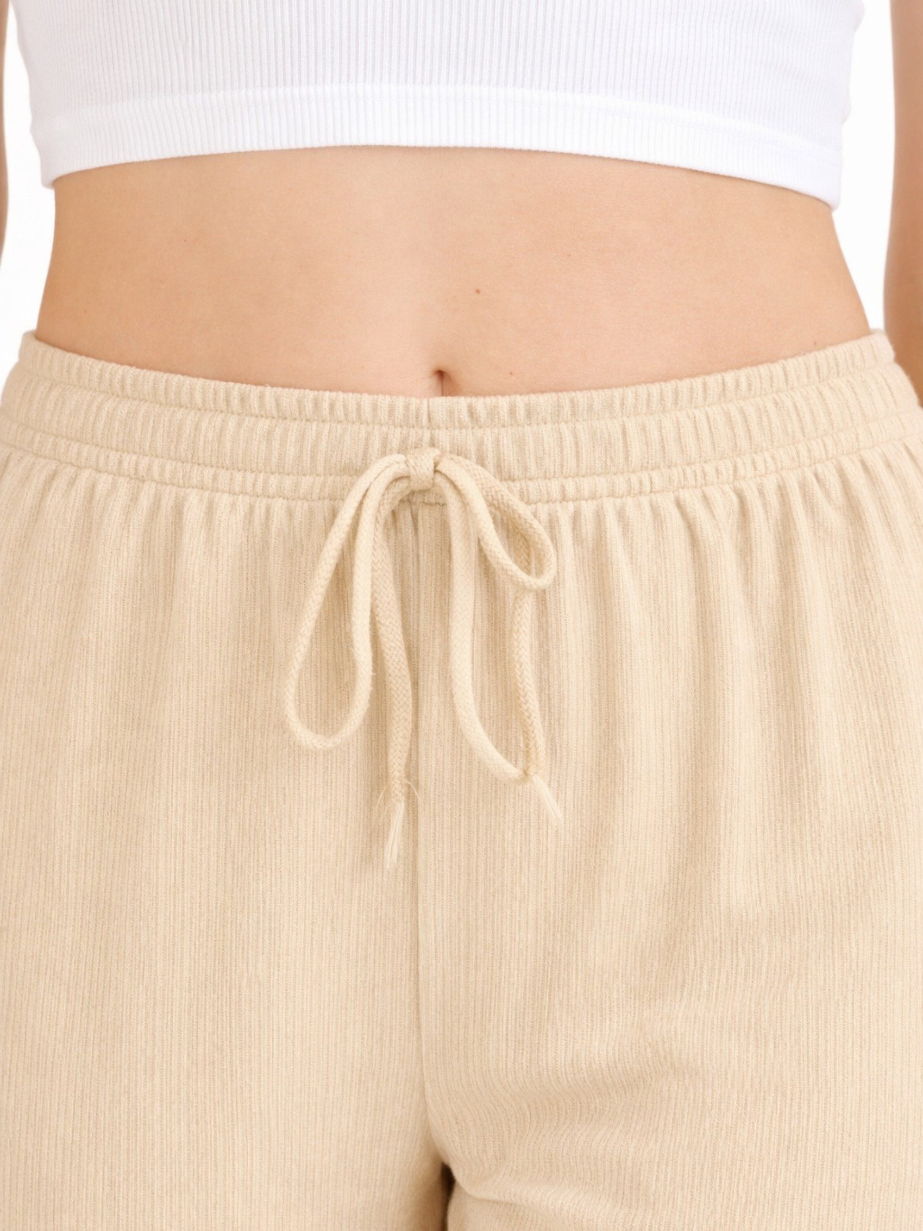 fashionshowcase Palazzohose Damen Crinkle – Weite Sommerhose elastischer Bund hoher Bund, elastischer Tunnelzug