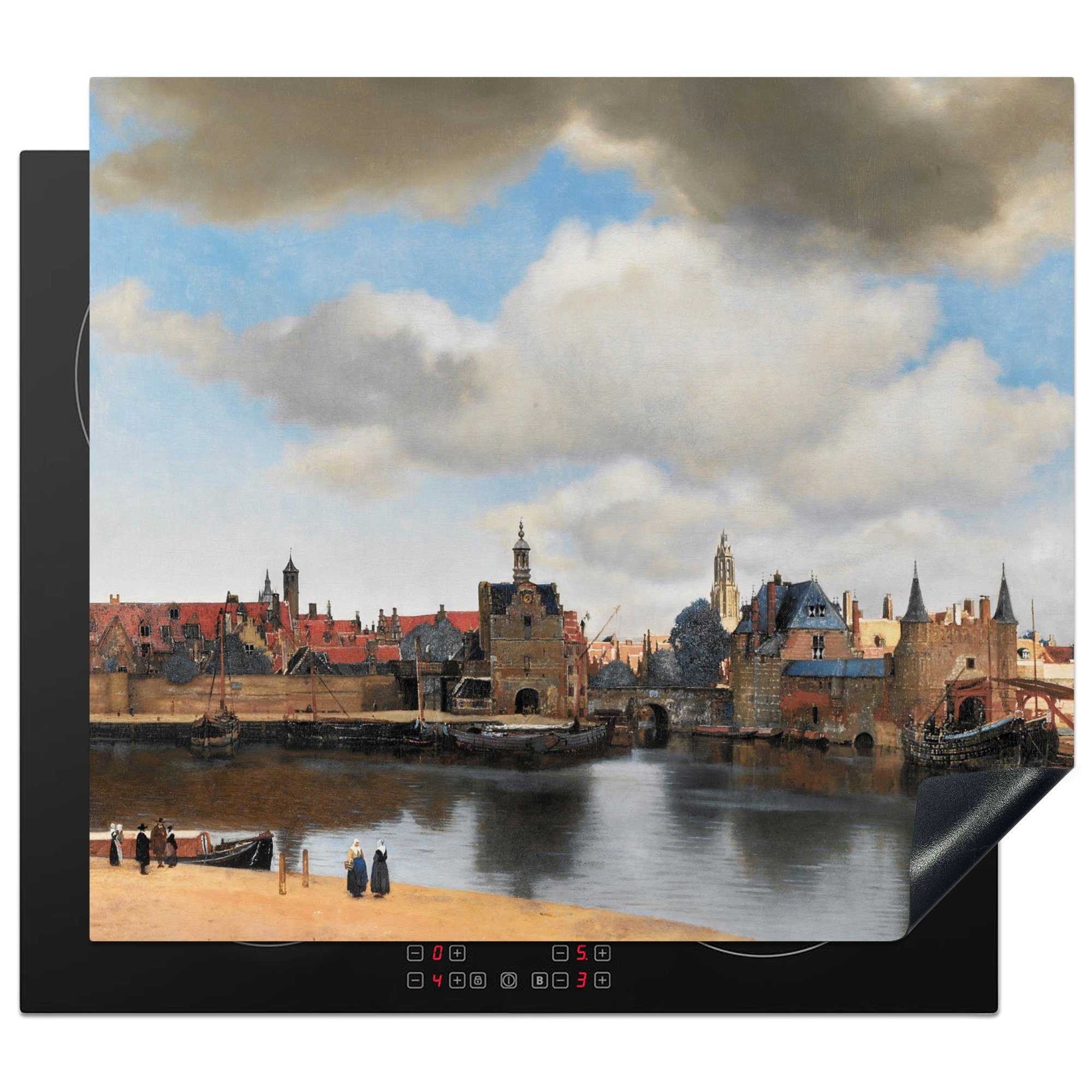 Vermeer Alte Induktionskochfeld, tlg), Ceranfeldabdeckung 57x51 Stadt (1 cm, - - Induktionsschutz, Vinyl, Herdblende-/Abdeckplatte MuchoWow - Kunst, Meister