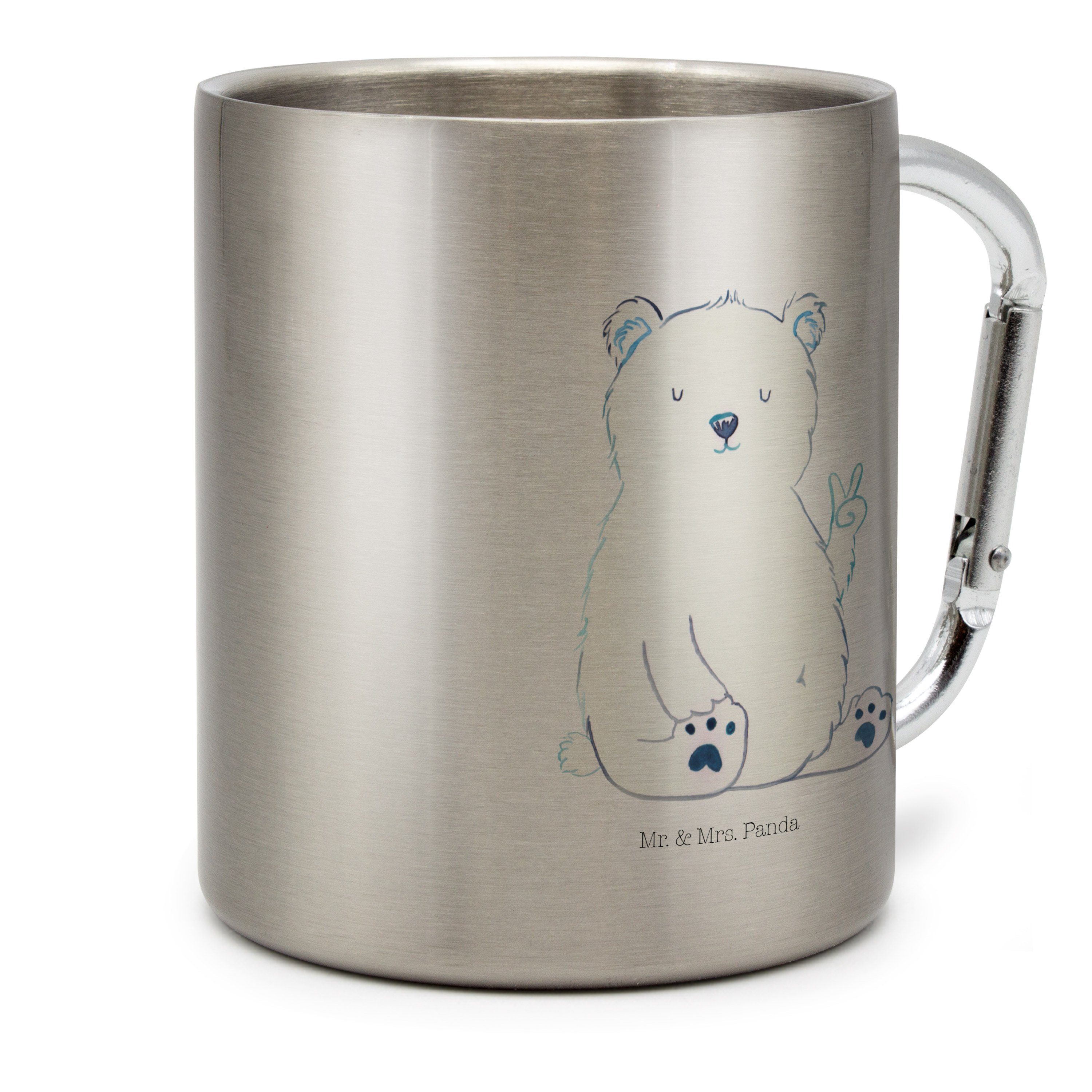 Mr. & Mrs. Panda Tasse Eisbär Faul - Transparent - Geschenk, Teddybär, Arbeit, Edelstahltass, Edelstahl