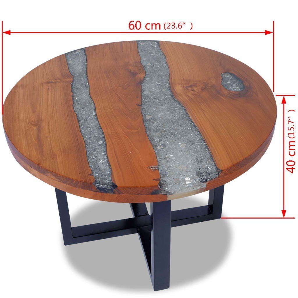 Couchtisch massives CILLI tinkaro Braun Teakholz/Glas/Mango-Massivholz