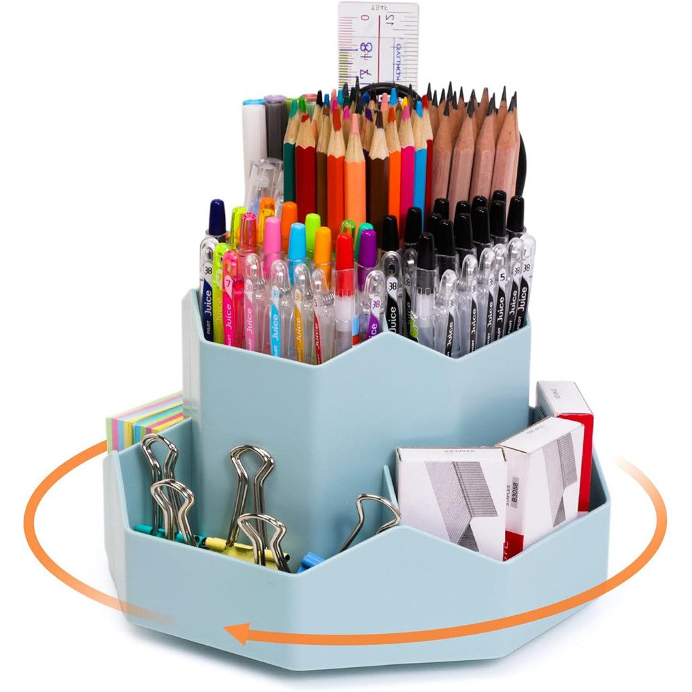 AFKSMILE Organizer Drehbarer Stiftehalter, 360 Rotierende Große Schreibtisch Organizer, Stiftehalter Kinder mit 9 Fächer für Schreibtisch,Büro,Schule,Familie