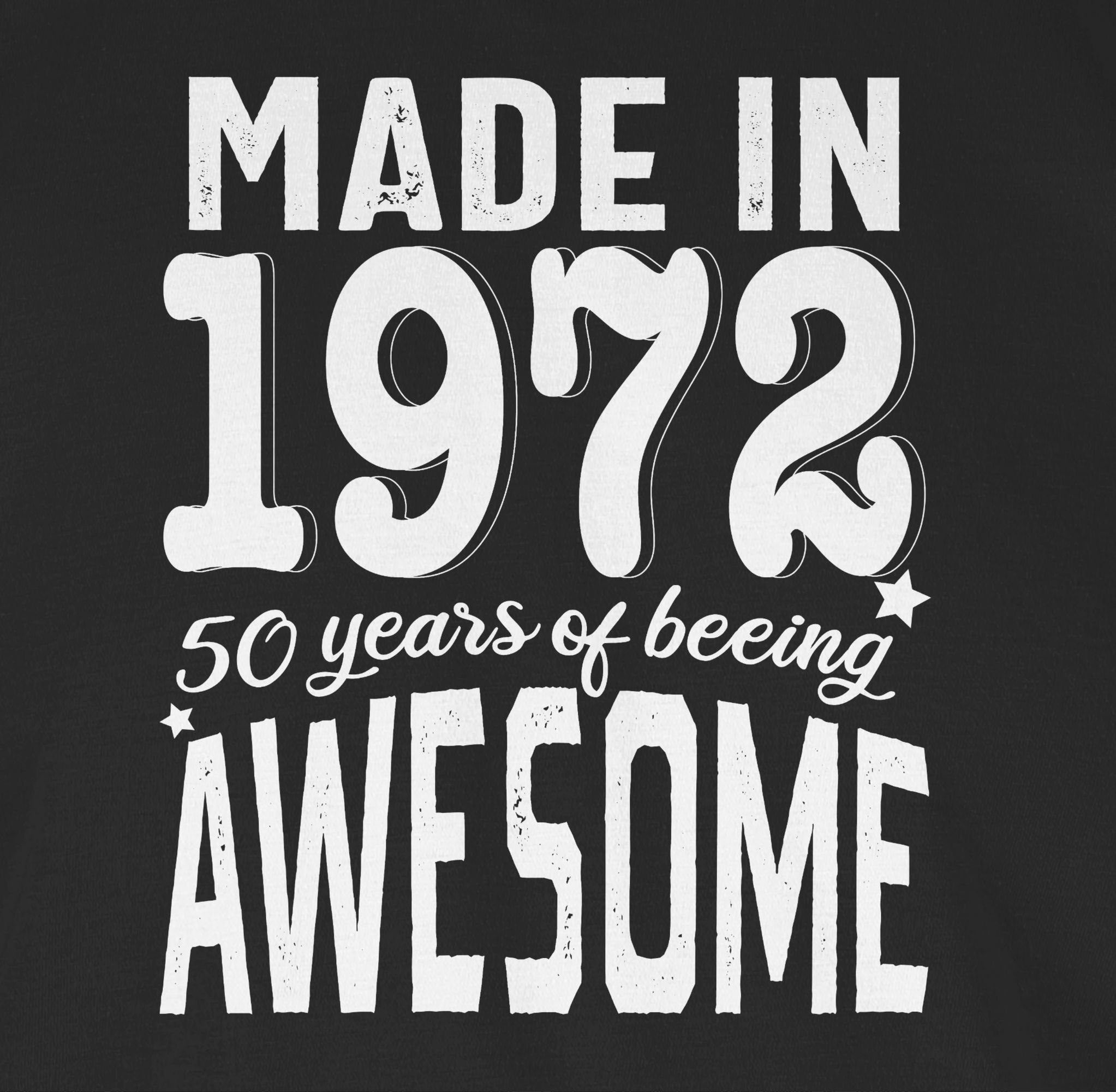 Damen Shirts Shirtracer T-Shirt Made in 1972 Fünfzigster weiß - 50. Geburtstag - Damen T-Shirt mit V-Ausschnitt