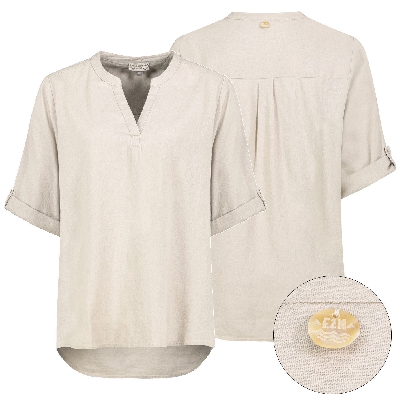 Eight2Nine Hemdbluse Eight2nine Damen Leinen Bluse atmungsaktiv Kurzarmblus günstig online kaufen