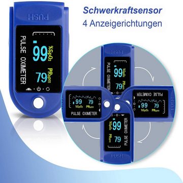 HAC24 Pulsoximeter Pulsoxymeter OLED Finger Puls Messgerät Sauerstoff Blut Sauerstoffsättigung SpO2 Pulsoximeter, Inklusive Trageschlaufe, Tasche und Batterien