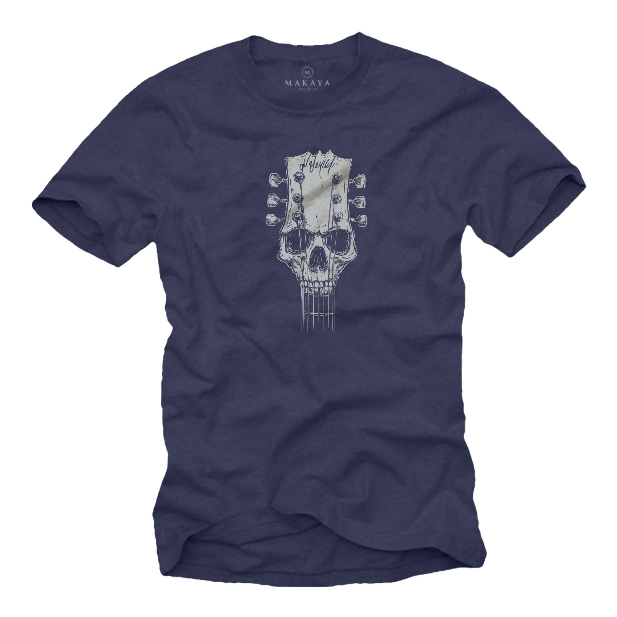 T-Shirt Männershirt mit Gitarrenmotiv – Totenkopf Print für Musiker