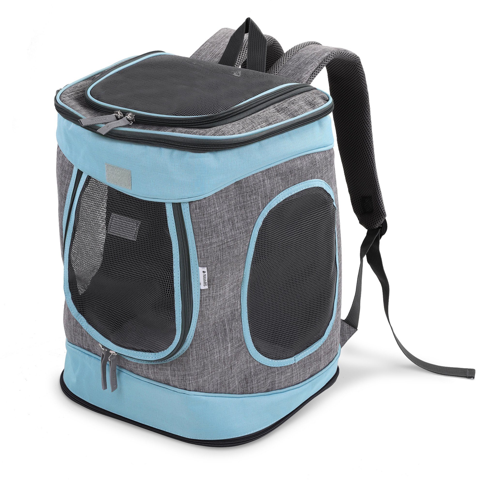 Navaris Tiertransporttasche, Rucksack für Katze gepolstert - 31 x 26 x 40  cm Haustier Backpack