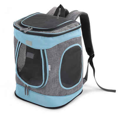 Navaris Tiertransporttasche, Rucksack für Katze gepolstert - Katzenrucksack - 31 x 26 x 40 cm Haustier Backpack faltbar - Traglast bis 15kg