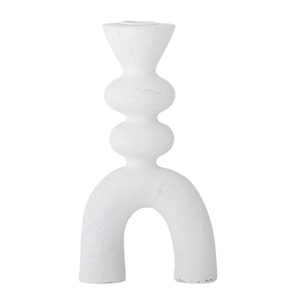 Bloomingville Kerzenhalter Syra, Kerzenständer Weiß Polyresin Skulpturales Design 21 cm