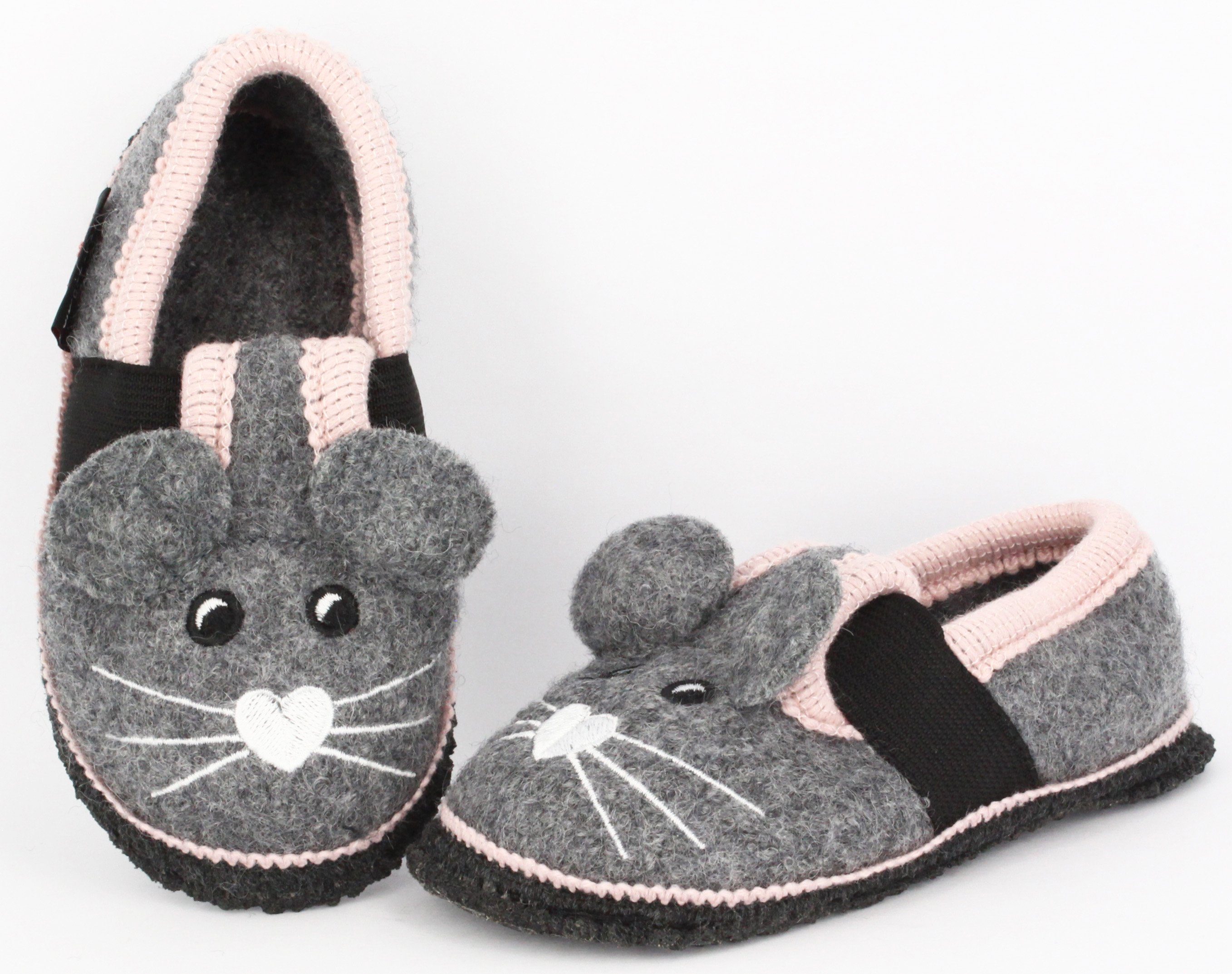 Beck Hüttenschuh Minnie Hüttenschuhe (aus Österreich, für warme Füße in der Kita, Schule und Zuhause) zum Schlupfen, Gummieinsätze seitlich