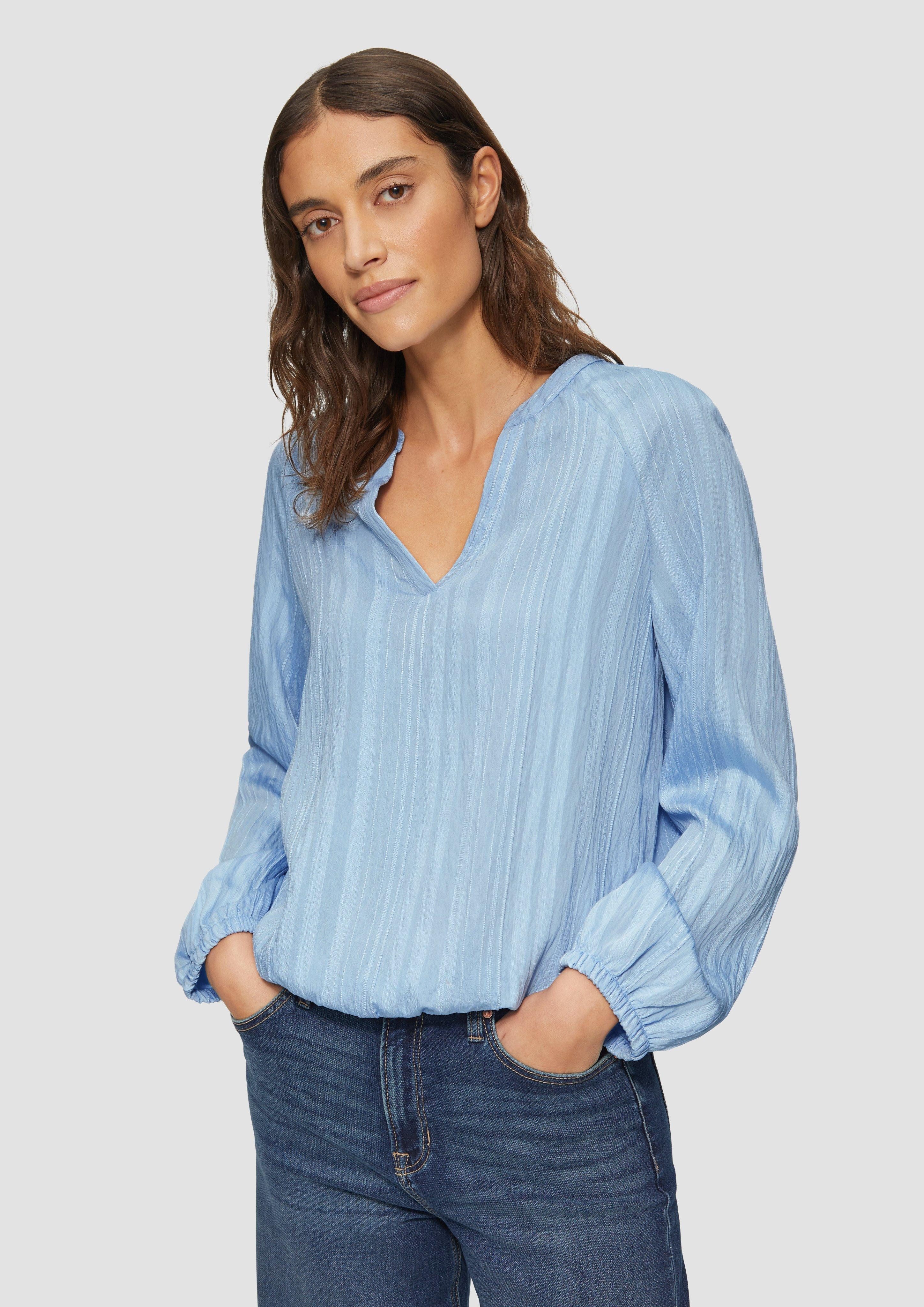 Langarmbluse Bluse mit Strukturstreifen