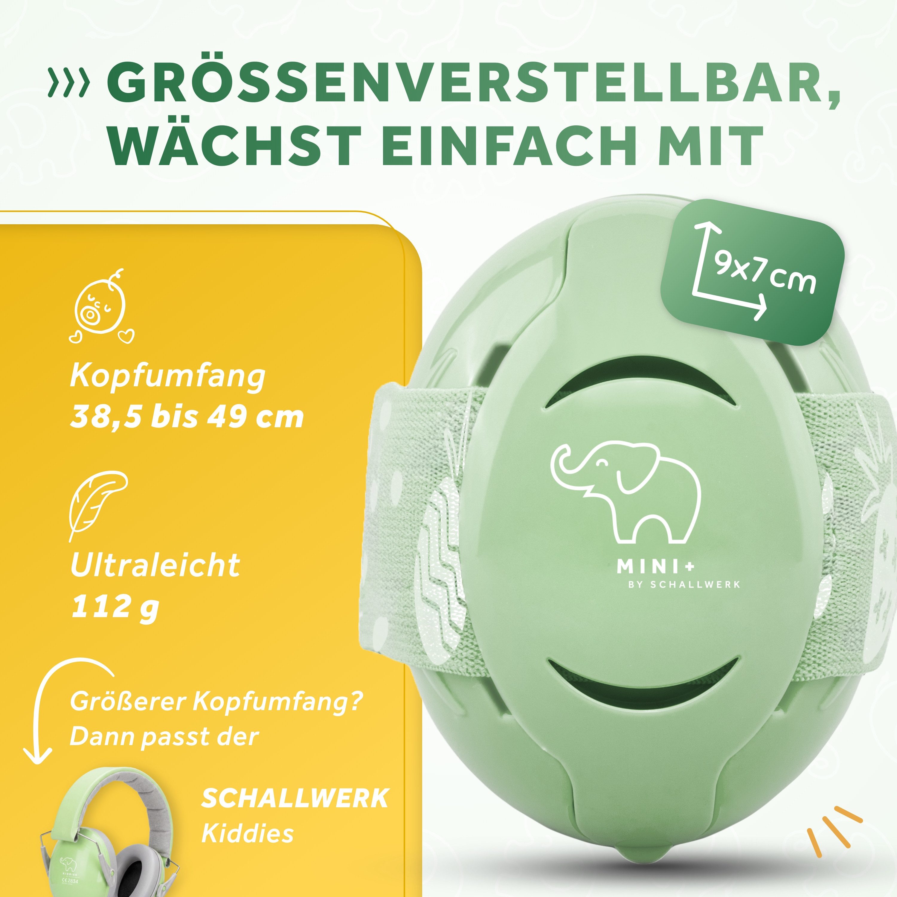 Schallwerk Kapselgehörschutz Mini+ Gehörschutz Baby, Lärmschutz Ohrenschützer Babys & Kleinkinder, (Ohrenschutz für Babys & Kleinkinder, mit verstellbarem Kopfb – Bild 4 von 5
