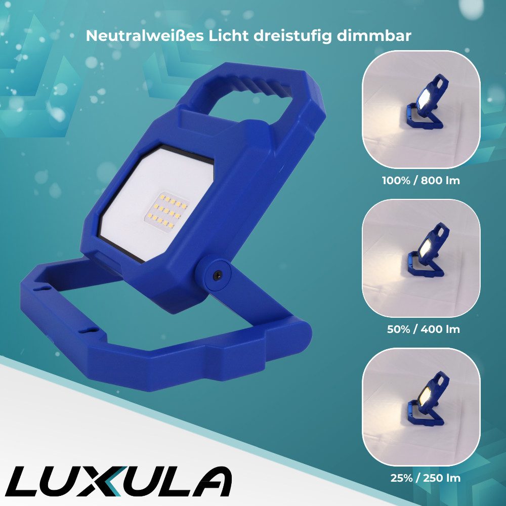 LUXULA LED Flutlichtstrahler ENOVALITE Baustrahler 6W 4000K Neutralweiß Arbeitsleuchte Dimmbar, LED fest integriert, Neutralweiß
