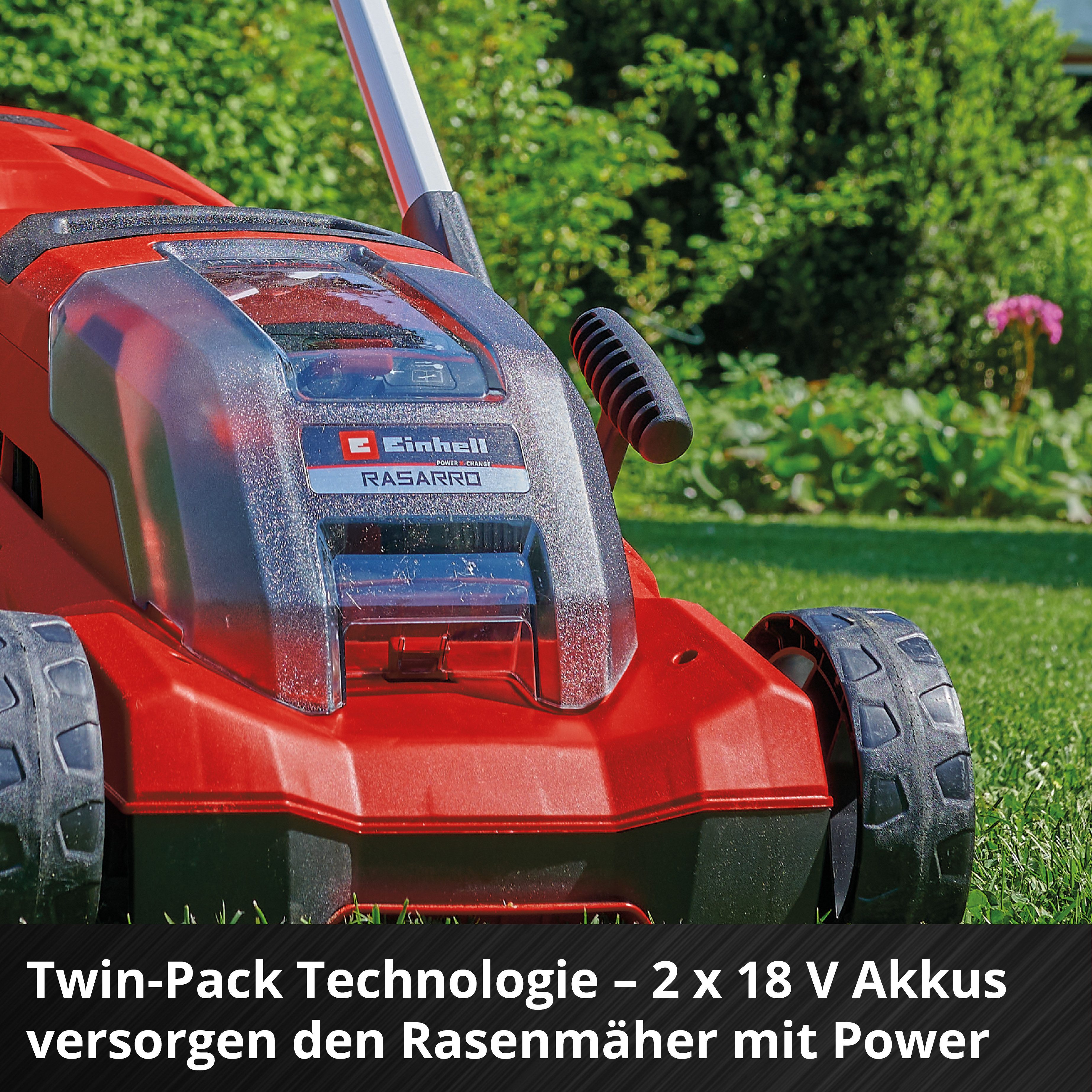 Einhell Akkurasenmäher RASARRO 36/38 (2x4 Ah), 38 cm Schnittbreite, (Set), mit 2 Akkus und Twincharger – Bild 5 von 5