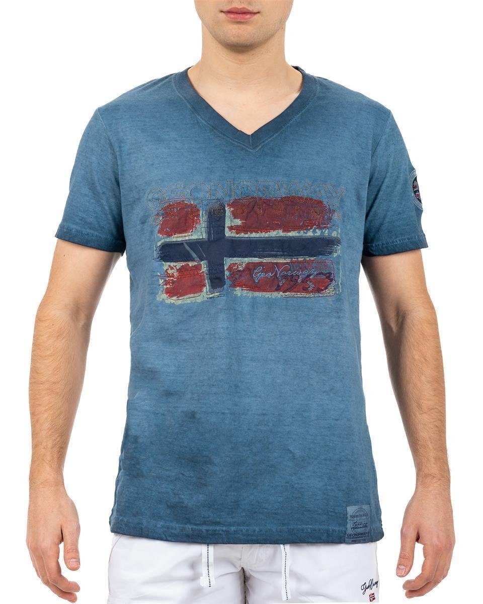 Geo Norway T-Shirt Casual Kurzarm Shirt bajoasis Men Navy M (1-tlg) im Used Look