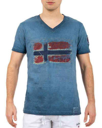 Geo Norway T-Shirt Casual Kurzarm Shirt bajoasis Men Navy XL im Used Look