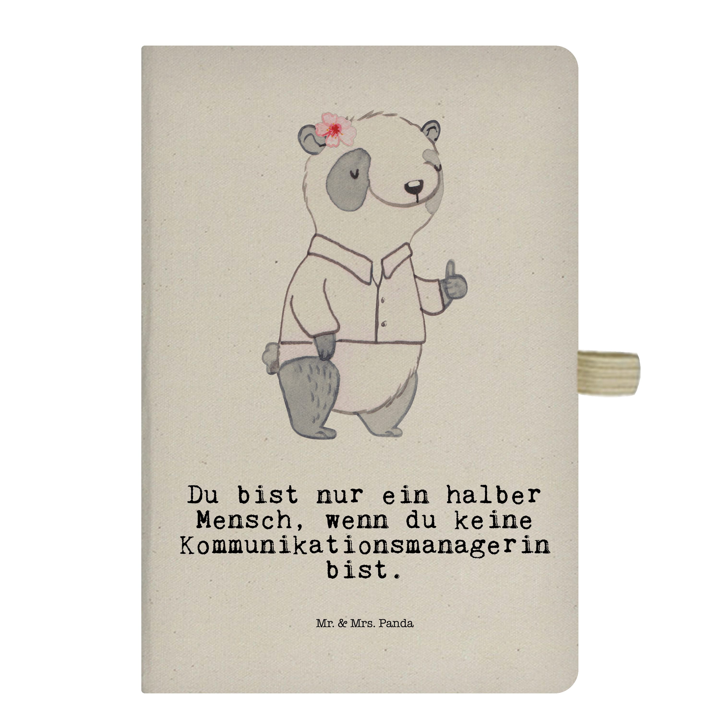 Mr. & Mrs. Panda Notizbuch Kommunikationsmanagerin mit Herz - Transparent - Geschenk, Abschied, Mr. & Mrs. Panda