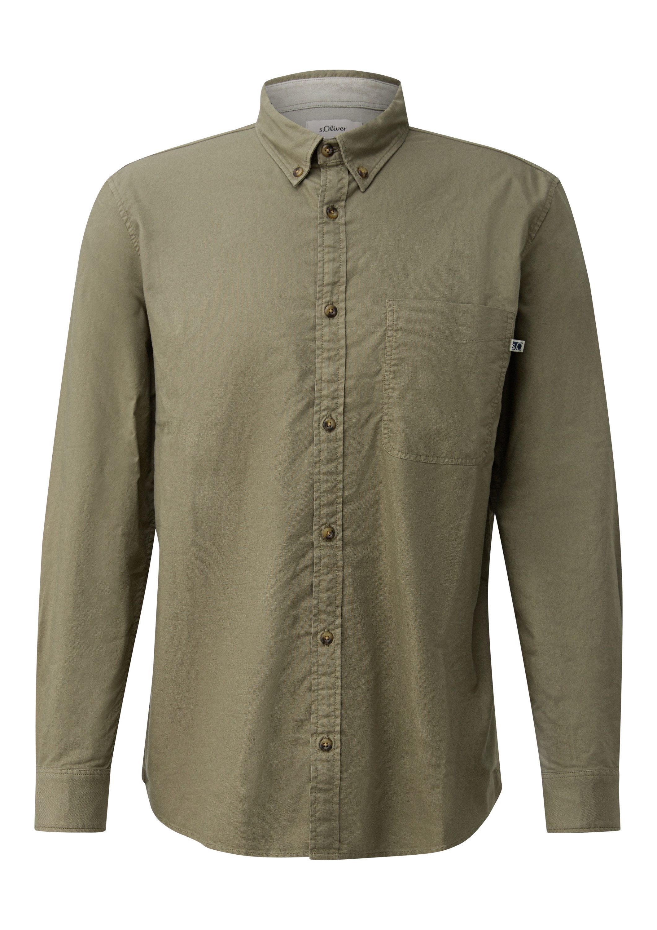 s.Oliver Langarmhemd Hemd Regular Fit: Langarmhemd mit Garment Dye und Button-Down-Kragen