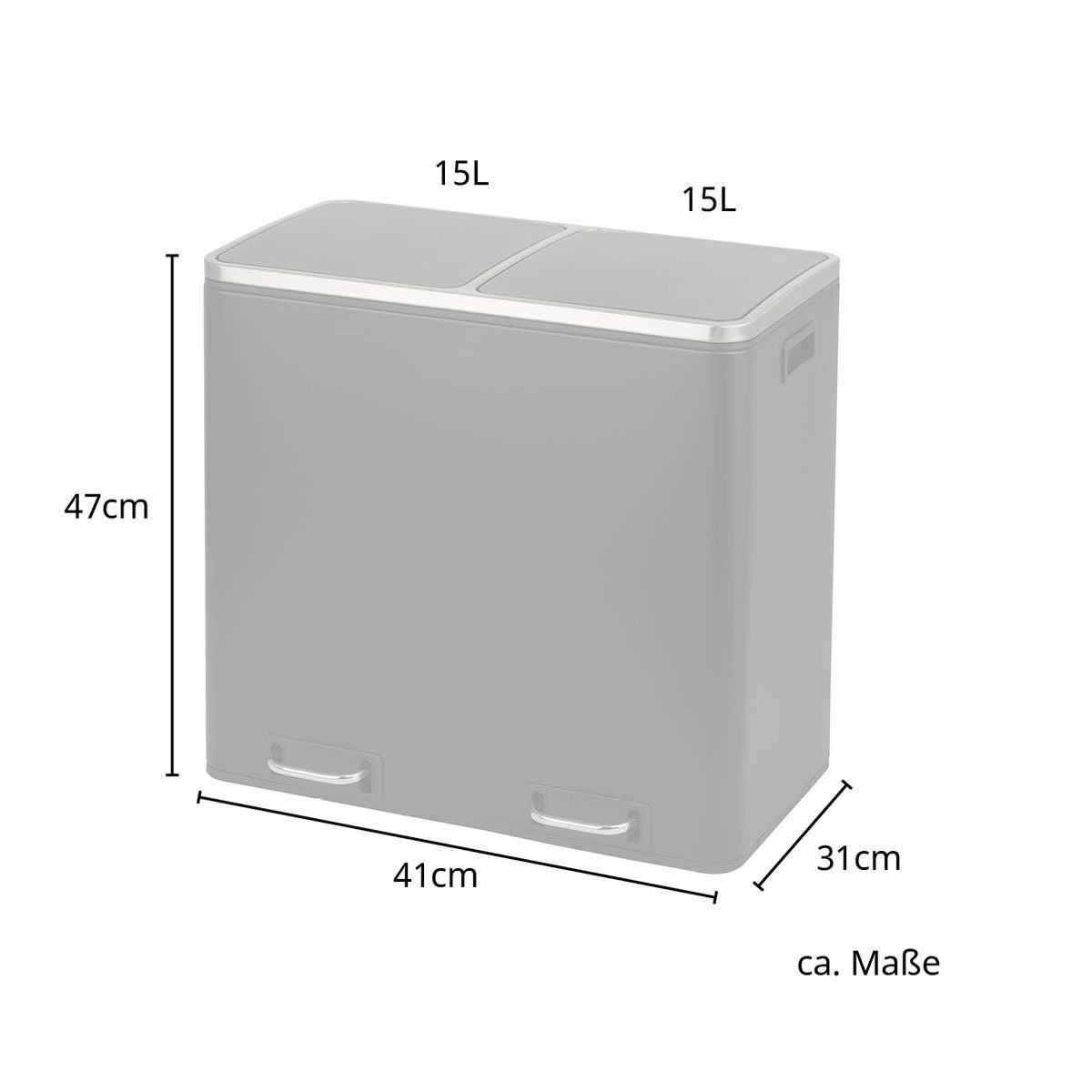 SVITA Mülltrennsystem, 2x Tretmülleimer 15L Weiß