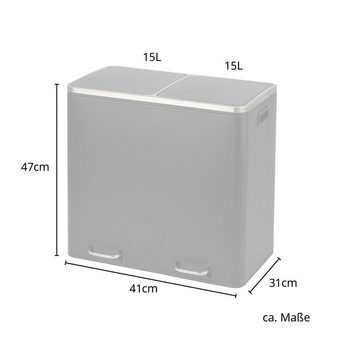 SVITA Mülltrennsystem, Tretmülleimer 2x 15L Weiß