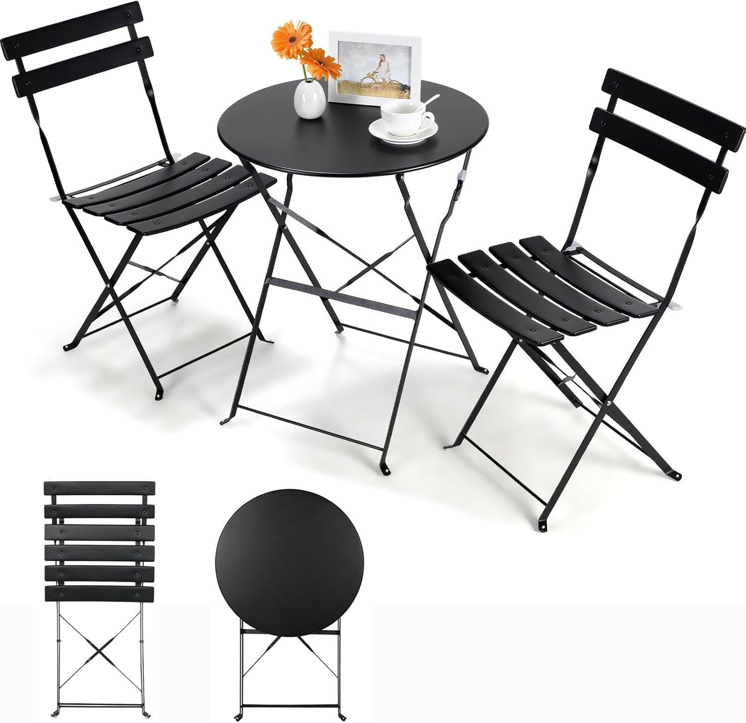 TLGREEN Balkonset Gartenmöbel Bistro Set Metall, günstig online kaufen