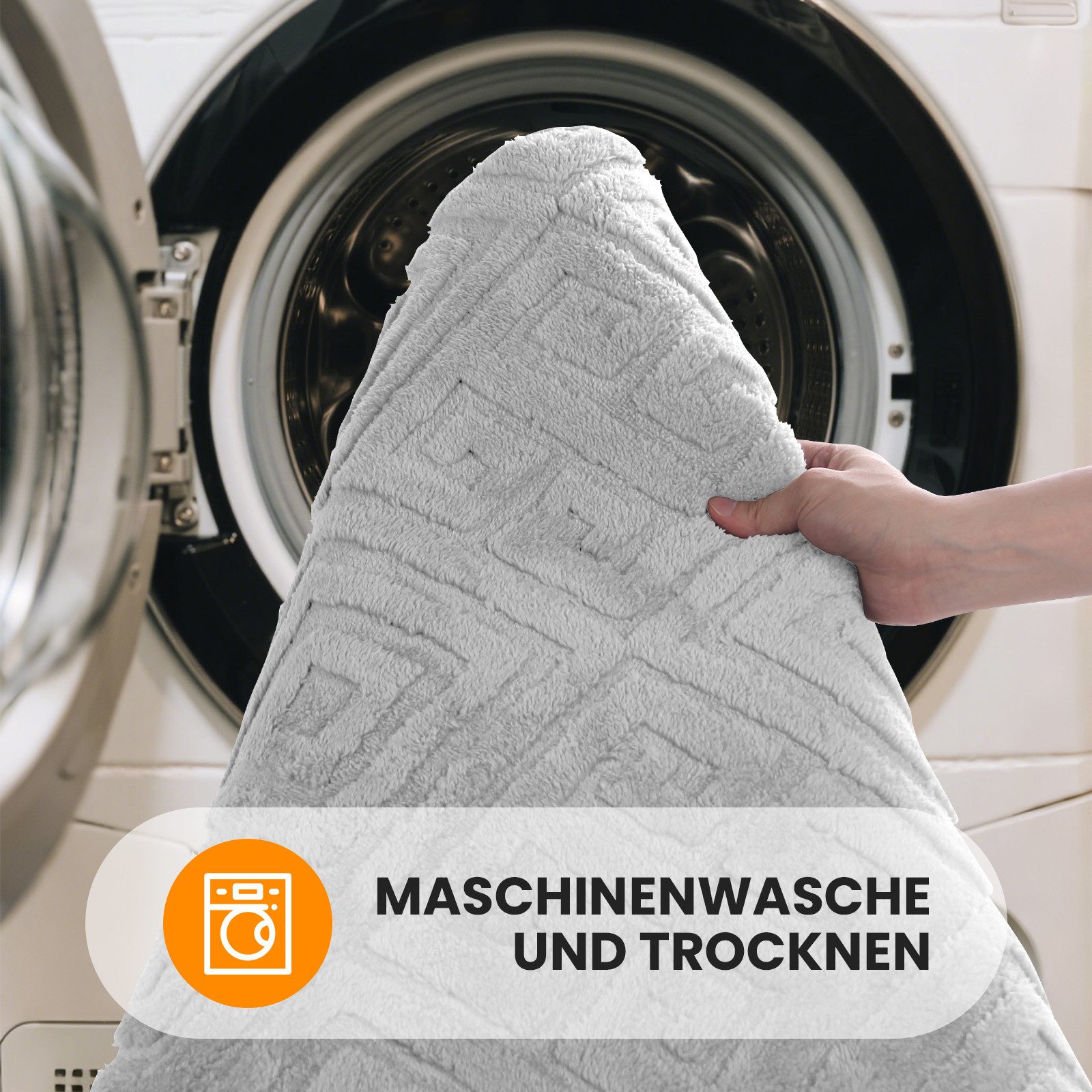 HOMELUX Badematte Badgarnitur 2-teilig mit Ausschnitt, weich & rutschfest, 2BL58, Größe: 50x80cm+40x50cm – Bild 5 von 5