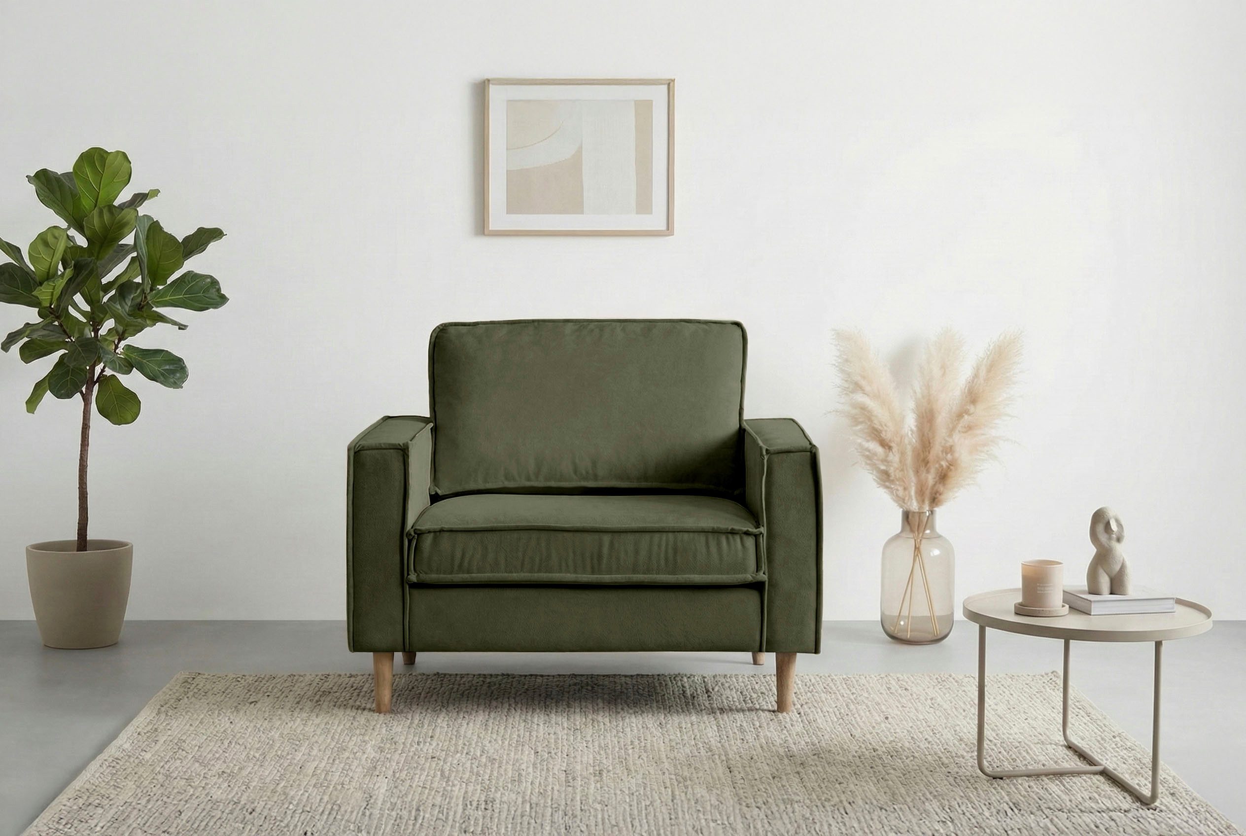 Home affaire Loveseat Pinto Skandi 105 cm, Chenille, Struktur, mit Keder, Massivholzfüße Eiche geräuchert