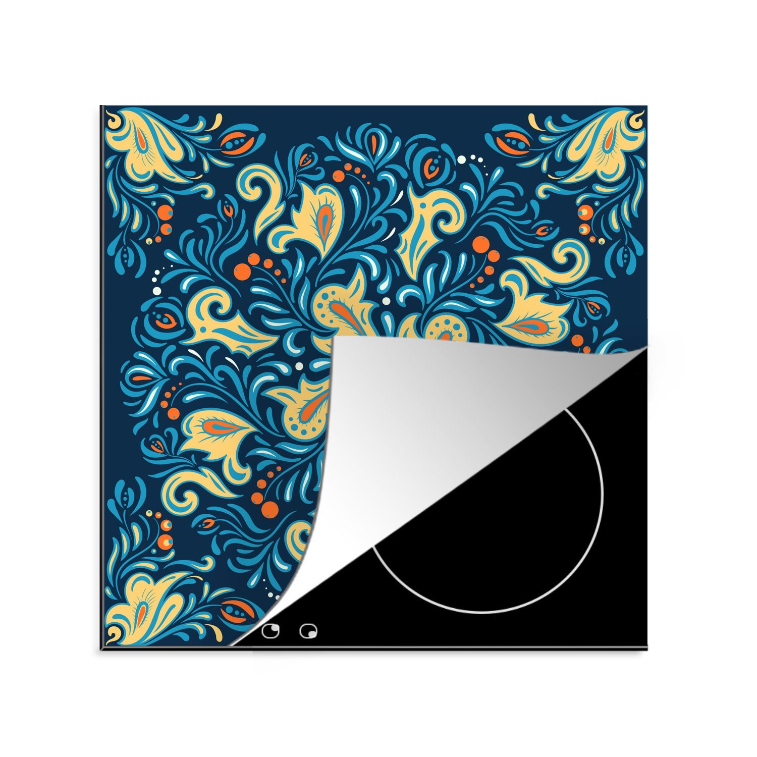 MuchoWow Herdblende-/Abdeckplatte Blütenblätter - Polka dots - Rund - Muster, Vinyl, (1 tlg), 78x78 cm, Ceranfeldabdeckung, Arbeitsplatte für küche