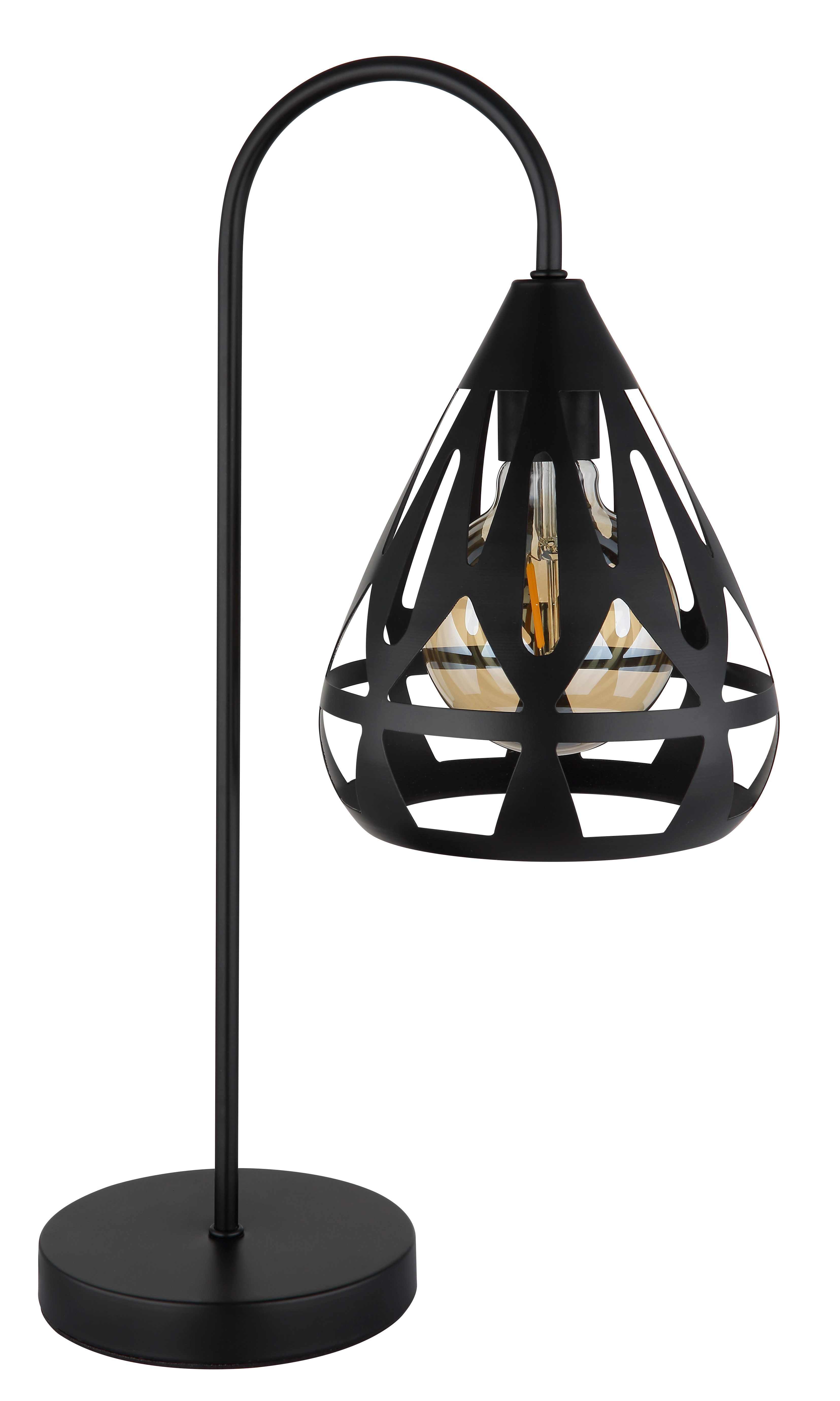 GLOBO LIGHTING Tischleuchte HASSAN, ohne Leuchtmittel, Tischlampe/schwarz/Dekor/Dekorstanzungen/Schlafzimmer/Wohnzimmer